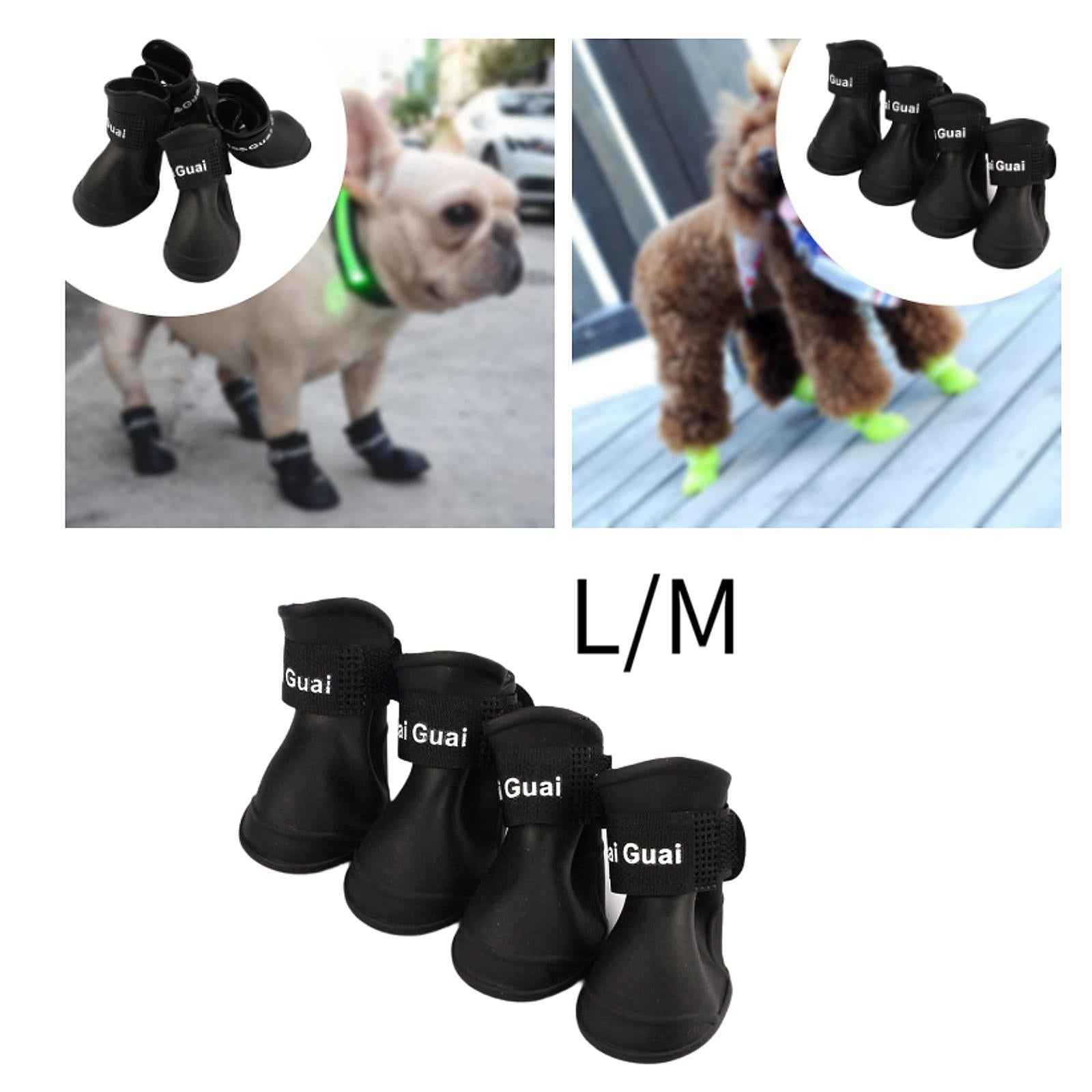 4Pcs Waterproof Dog Shoes Protective Dog Boots for Indoor Hardfloors Walking L