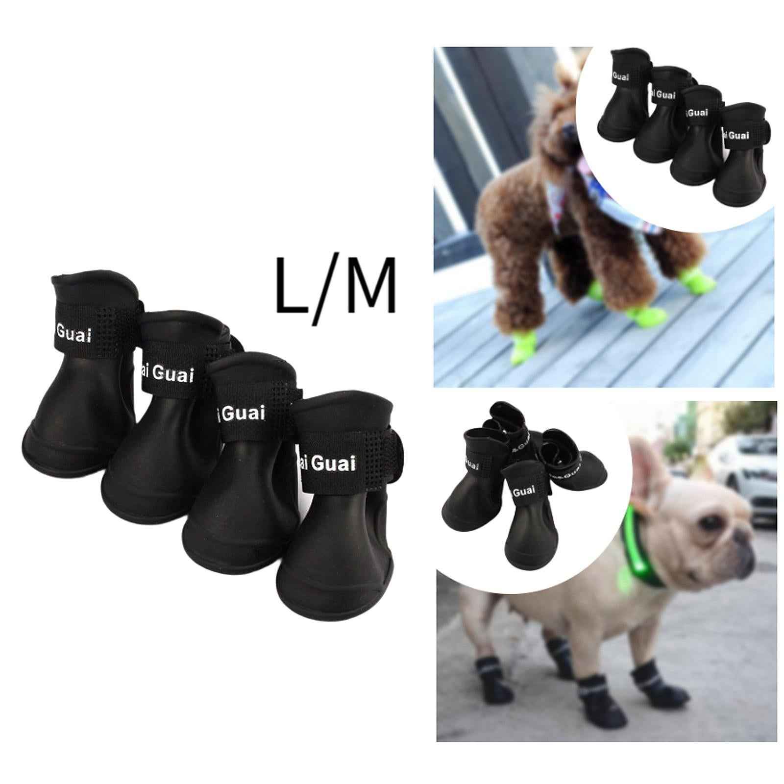 4Pcs Waterproof Dog Shoes Protective Dog Boots for Indoor Hardfloors Walking L
