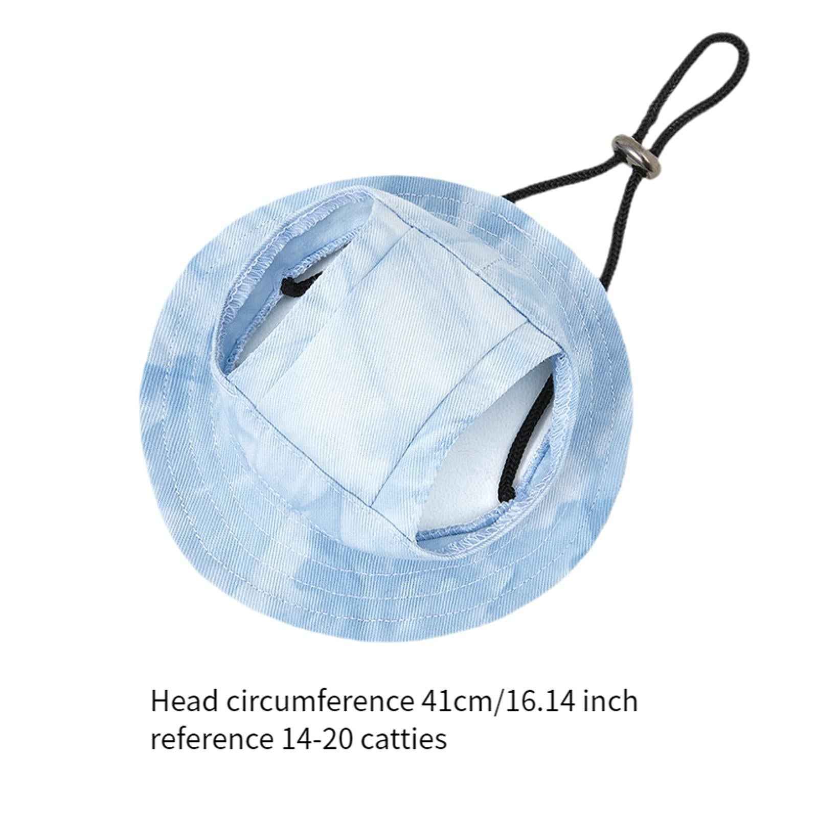 Pet Baseball Cap with Ear Holes Bucket Hat Cats Visor Hat for Summer Walking L Blue
