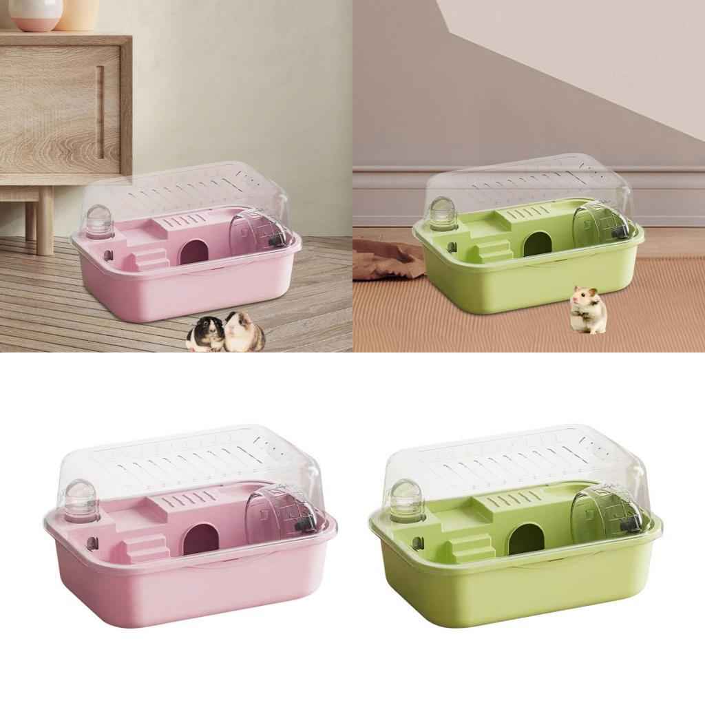 Hamster Habitat Openable Top Portable Hamster Cage for Rats Hedgehog Gerbils pink