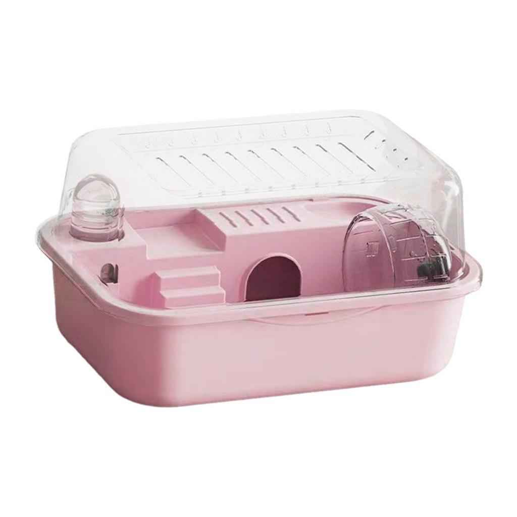Hamster Habitat Openable Top Portable Hamster Cage for Rats Hedgehog Gerbils pink