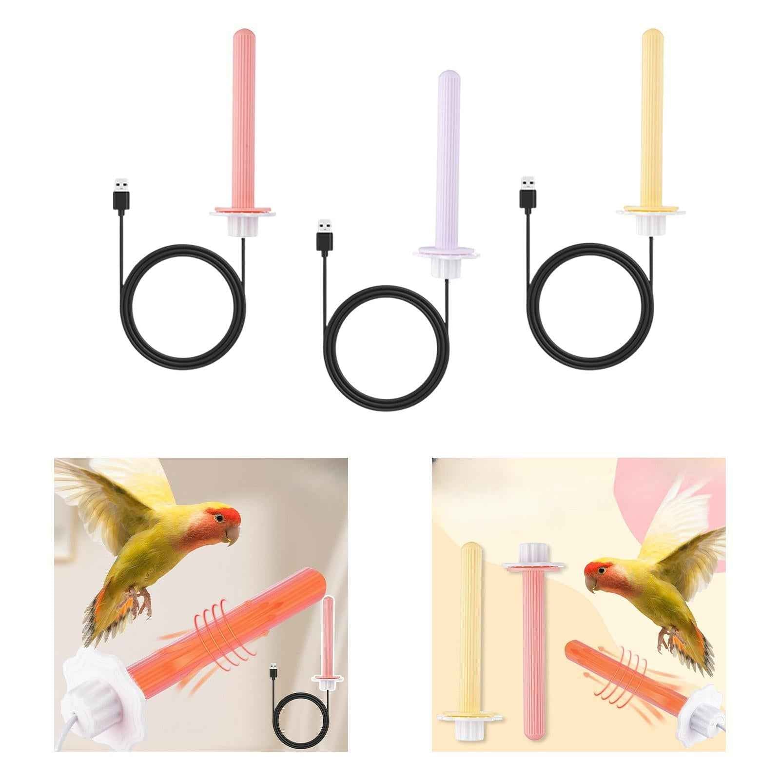 Heated Bird Perch Exercise Toys Bird Warmer for Lovebirds Parakeets Canaries Pink
