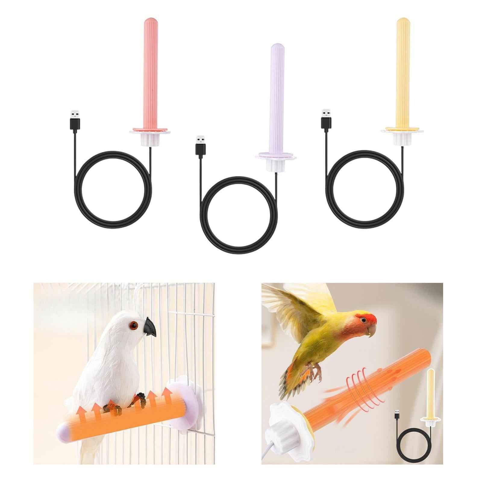 Heated Bird Perch Exercise Toys Bird Warmer for Lovebirds Parakeets Canaries Pink