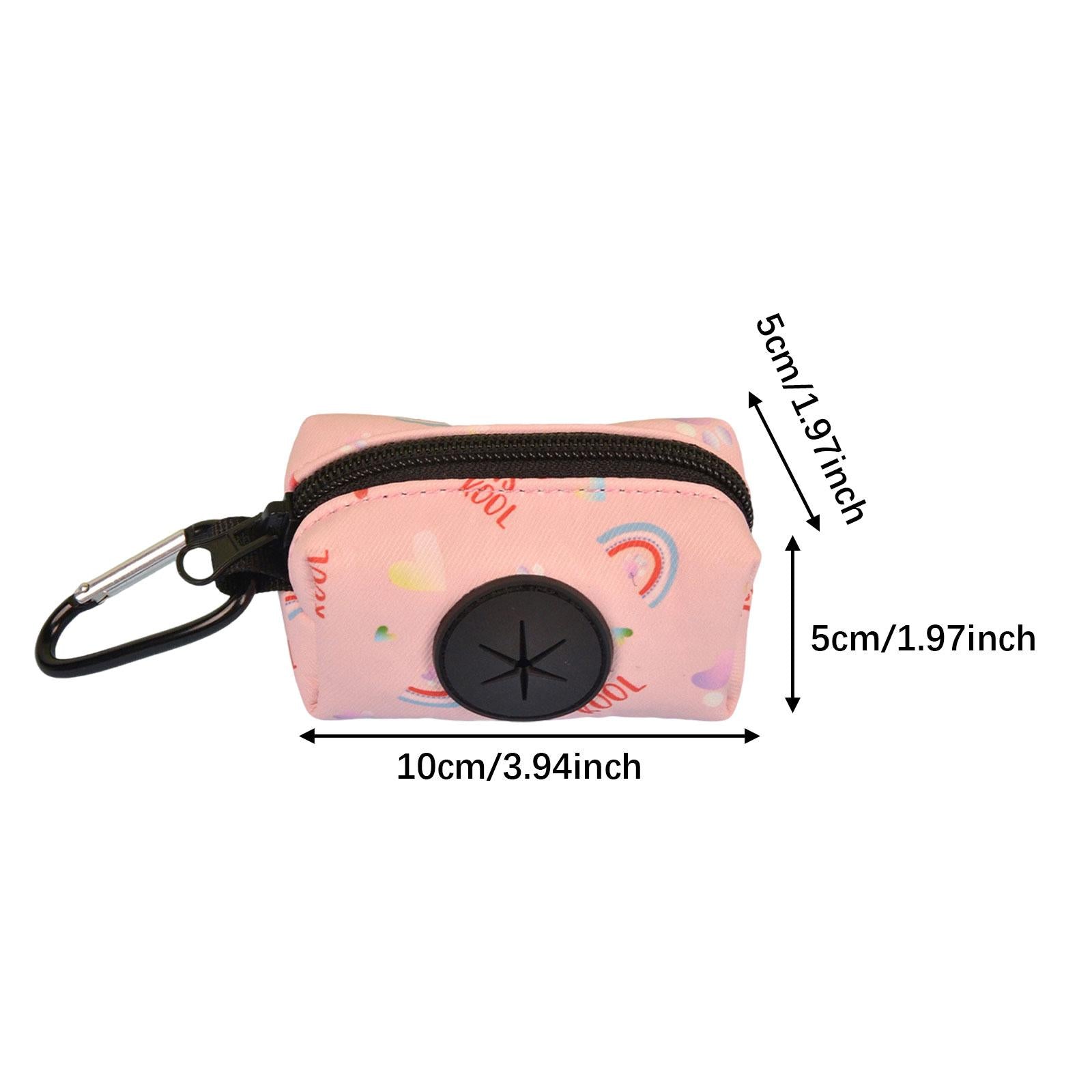 Dog Poop Bag Holder Zipper Closure Zippered Pouch for Walking Parking Travel Pink