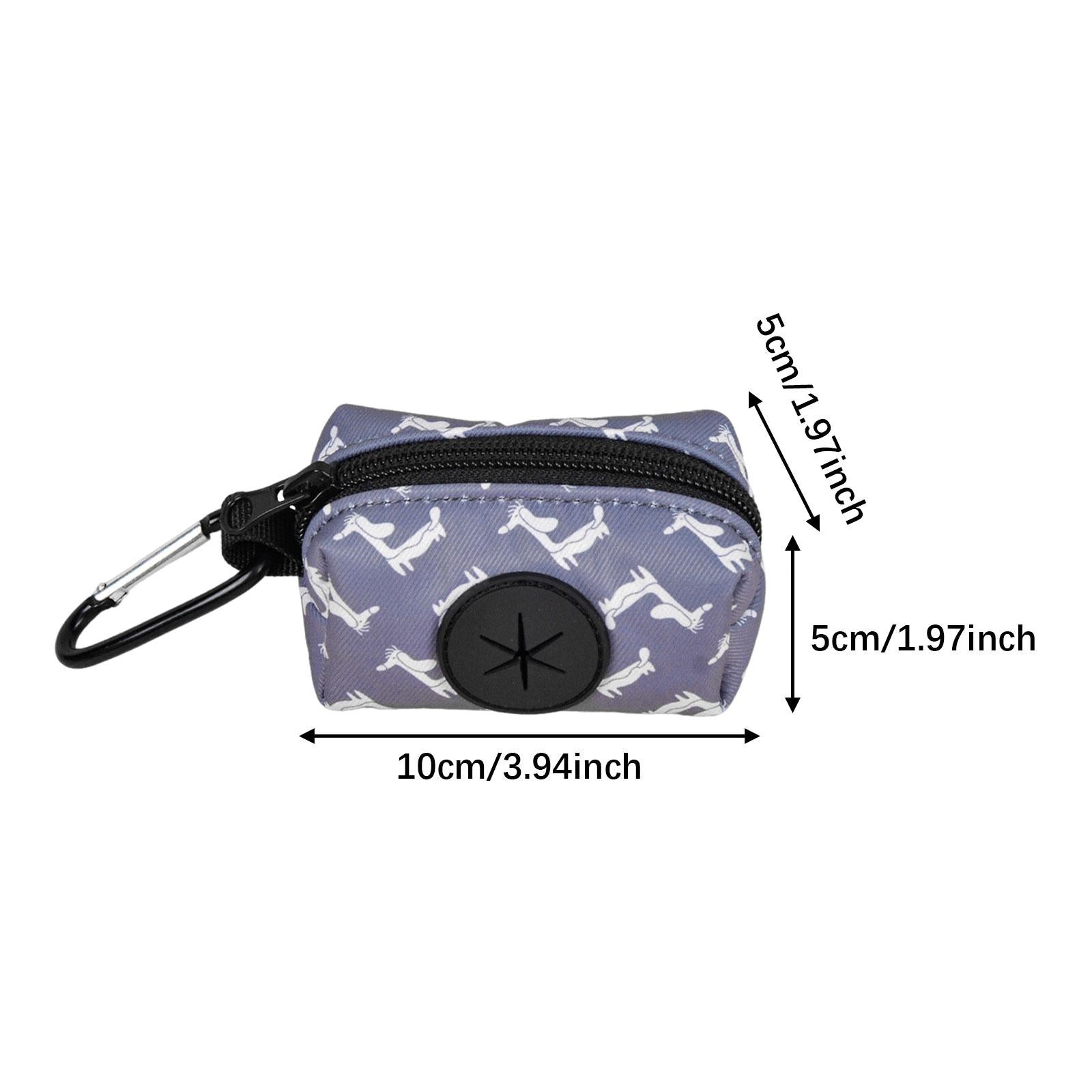 Dog Poop Bag Holder Zipper Closure Zippered Pouch for Walking Parking Travel Grey