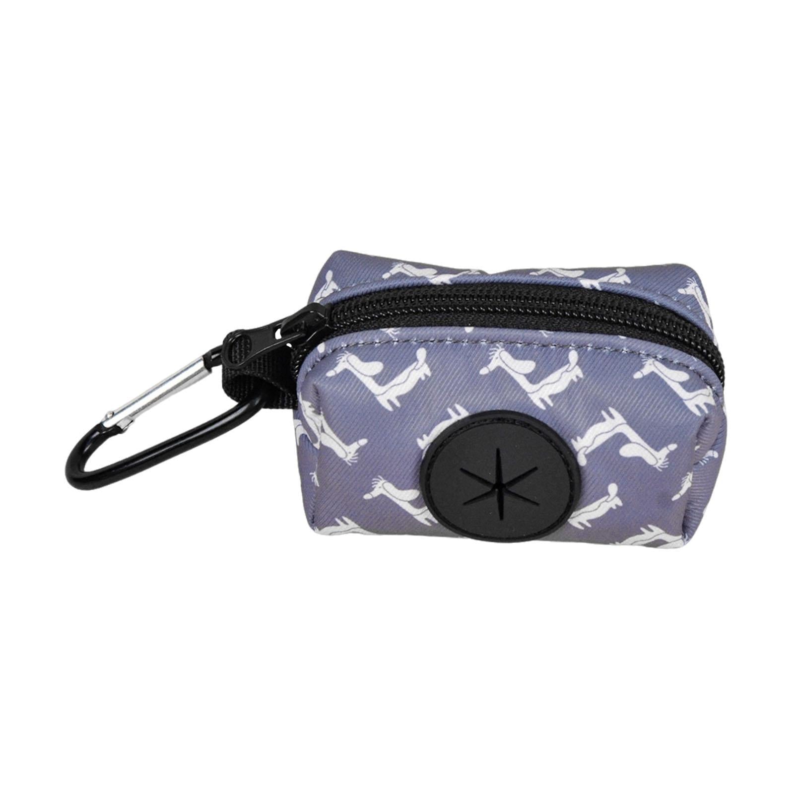 Dog Poop Bag Holder Zipper Closure Zippered Pouch for Walking Parking Travel Grey