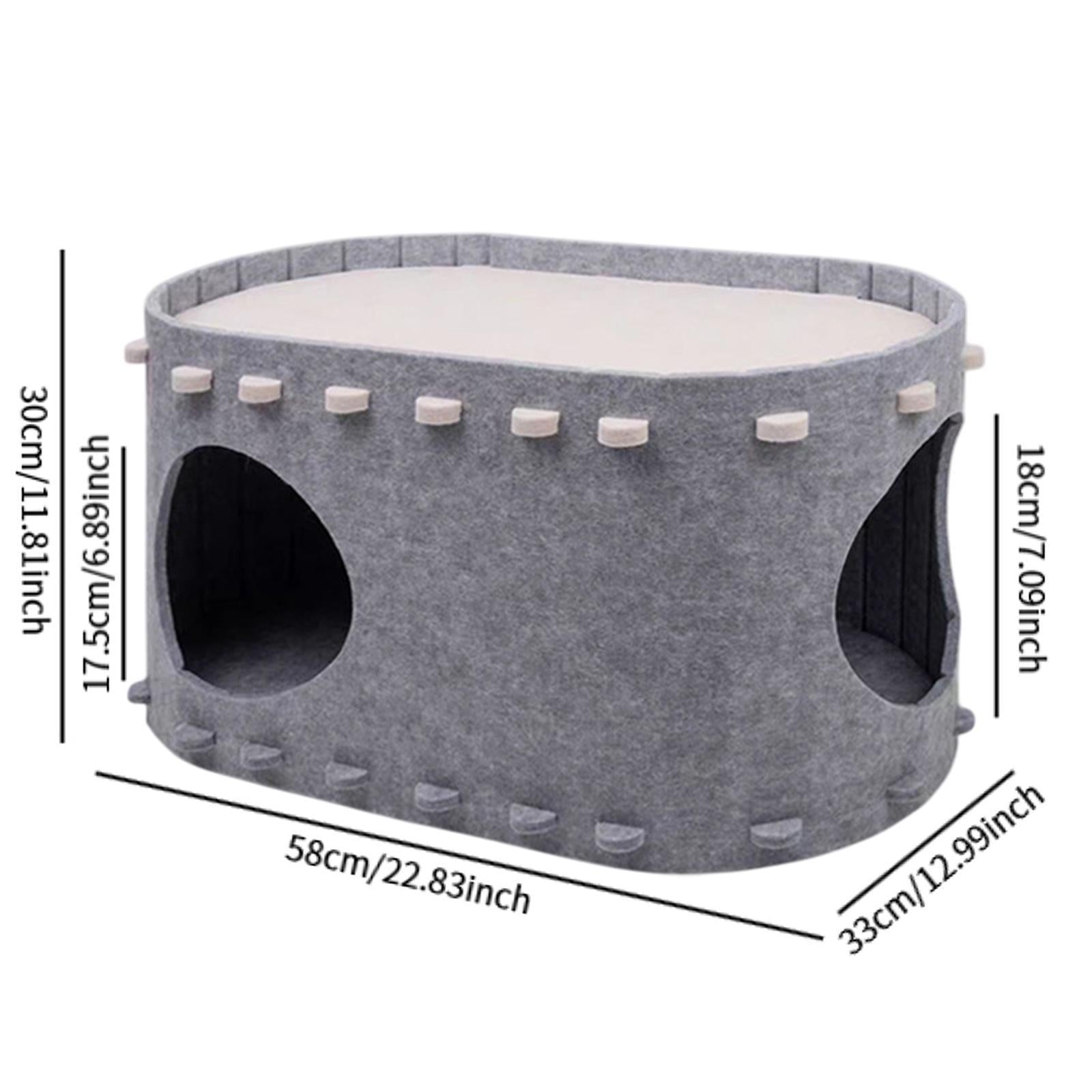 Cat Bed Cave Cat Tunnel Tent Hut Multiple Cats Enclosed Bed Warm Cat House Light Gray