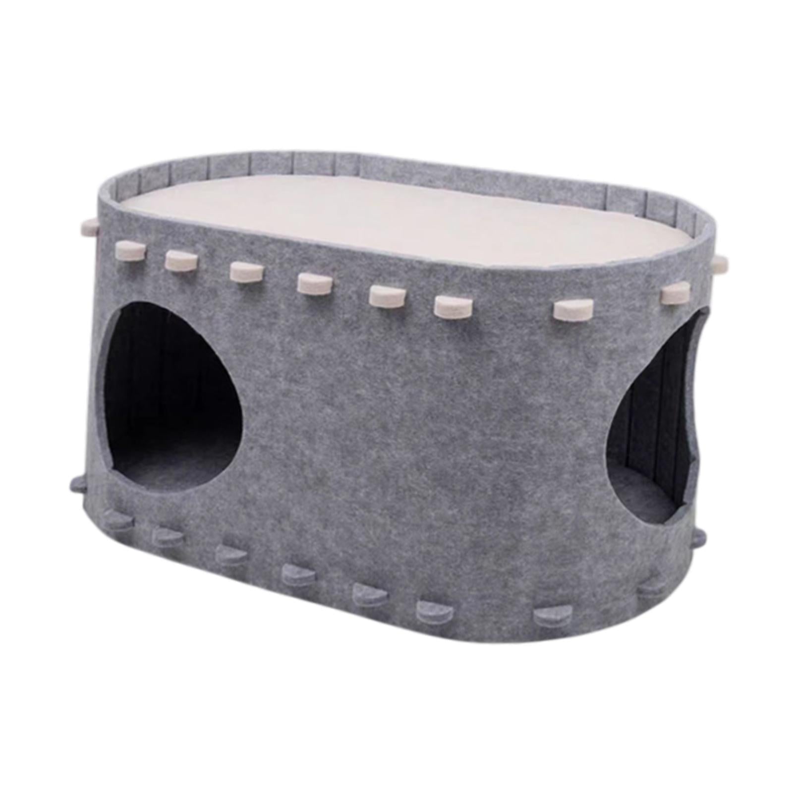 Cat Bed Cave Cat Tunnel Tent Hut Multiple Cats Enclosed Bed Warm Cat House Light Gray