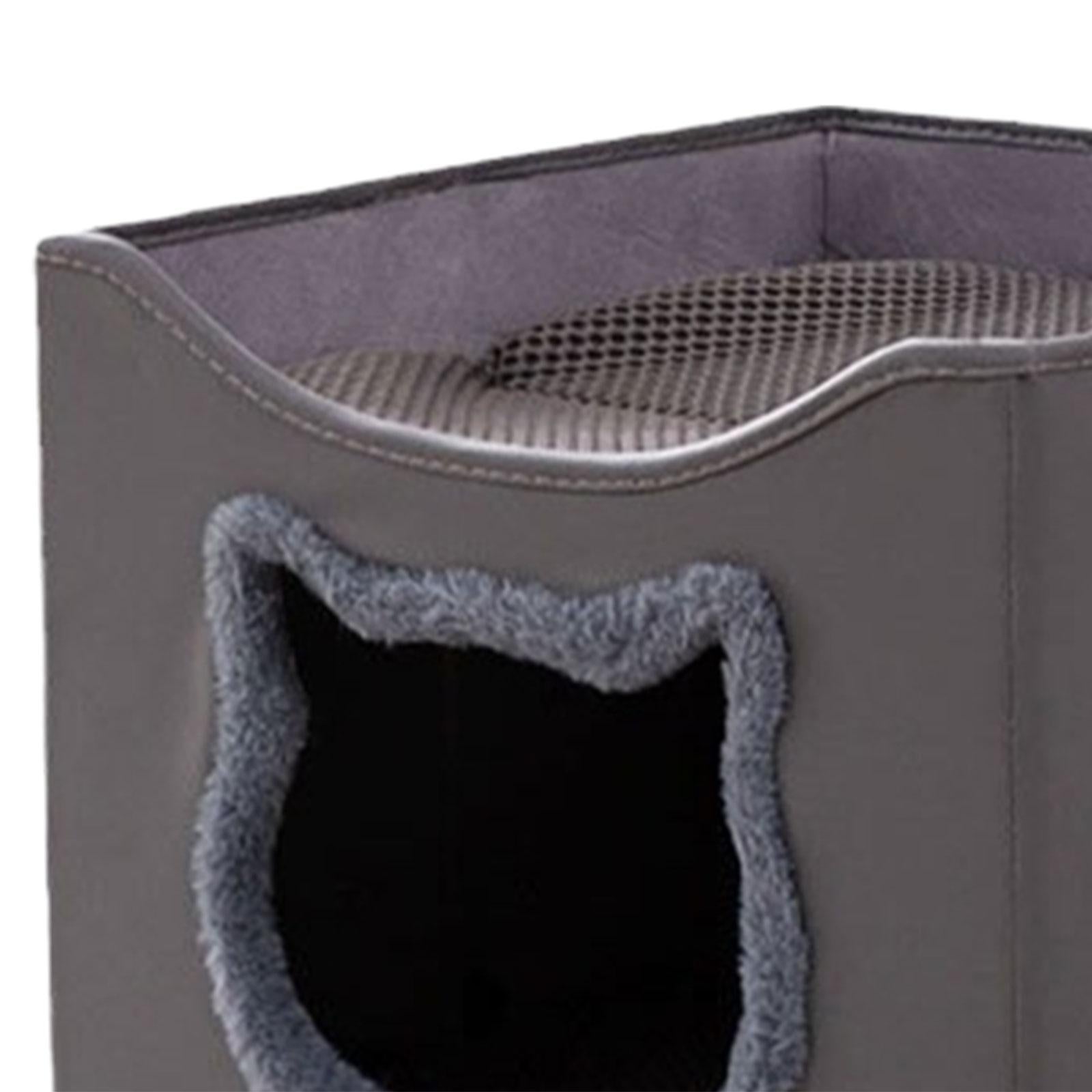 Cat Bed for Indoor Cats Washable with Scratch Pad Scratch Resistant Hideaway Gray