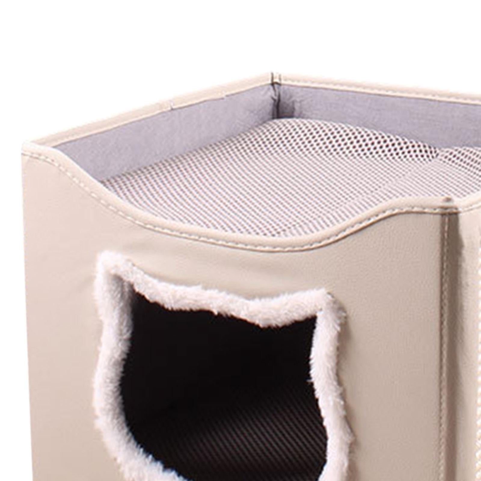 Cat Bed for Indoor Cats Washable with Scratch Pad Scratch Resistant Hideaway Beige