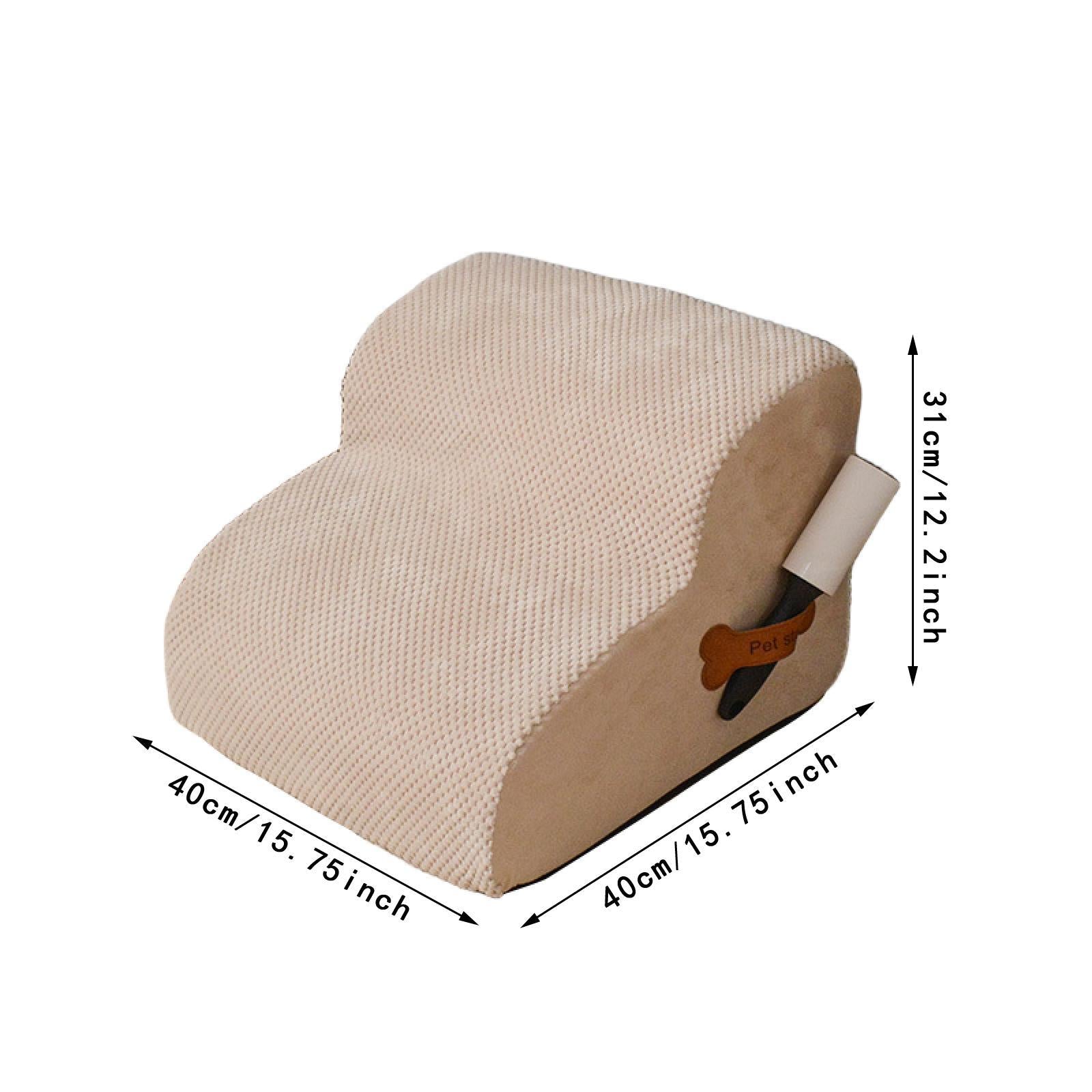 Dog Stairs 2 Step Non Slip Pet Ramp Dog Step for Puppy Older Dogs Small Pets Beige