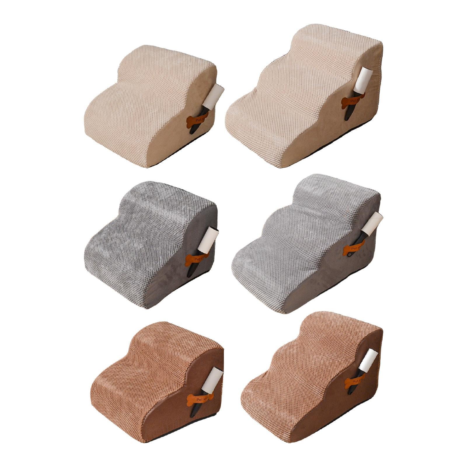 Dog Stairs 2 Step Non Slip Pet Ramp Dog Step for Puppy Older Dogs Small Pets Beige