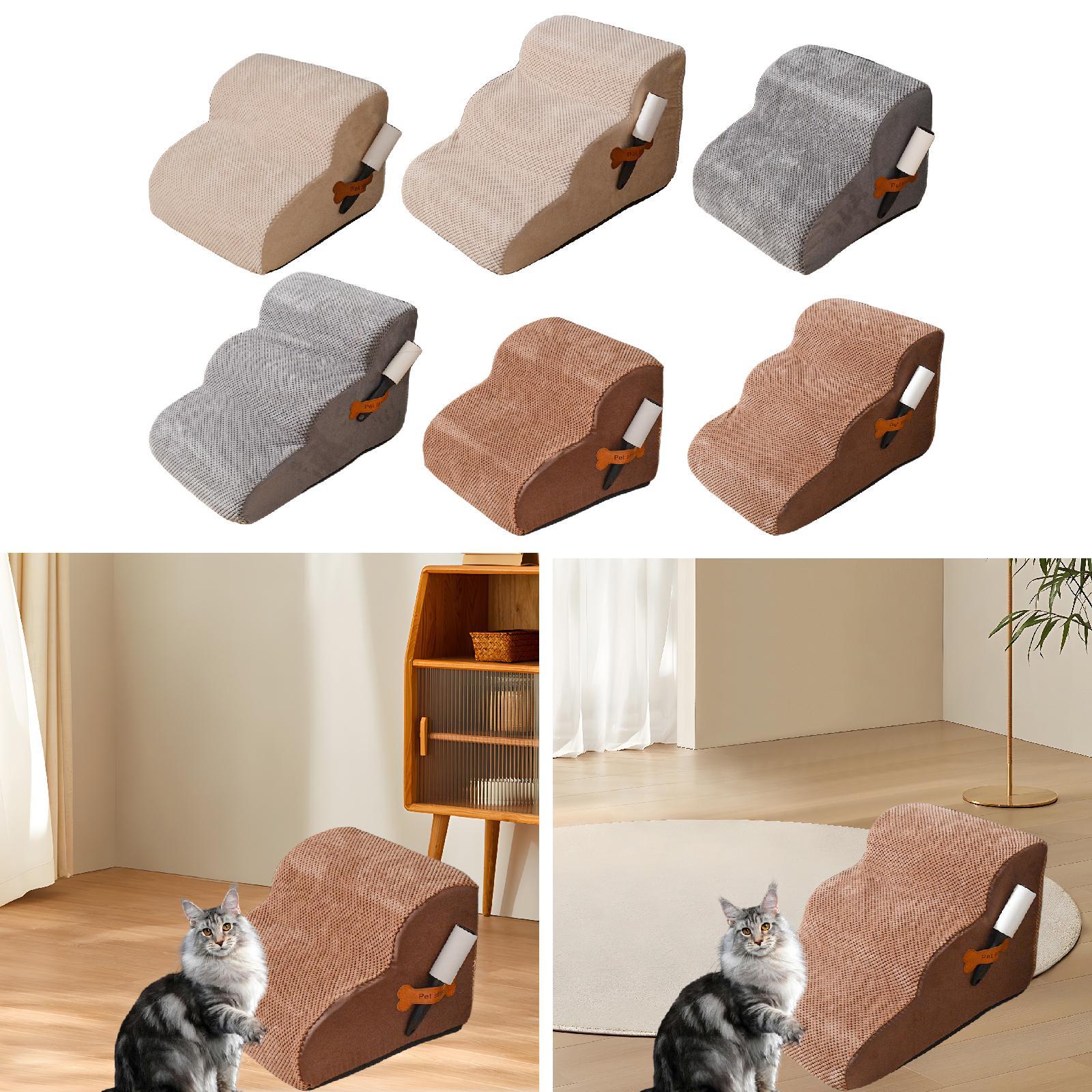 Dog Stairs 2 Step Non Slip Pet Ramp Dog Step for Puppy Older Dogs Small Pets Beige