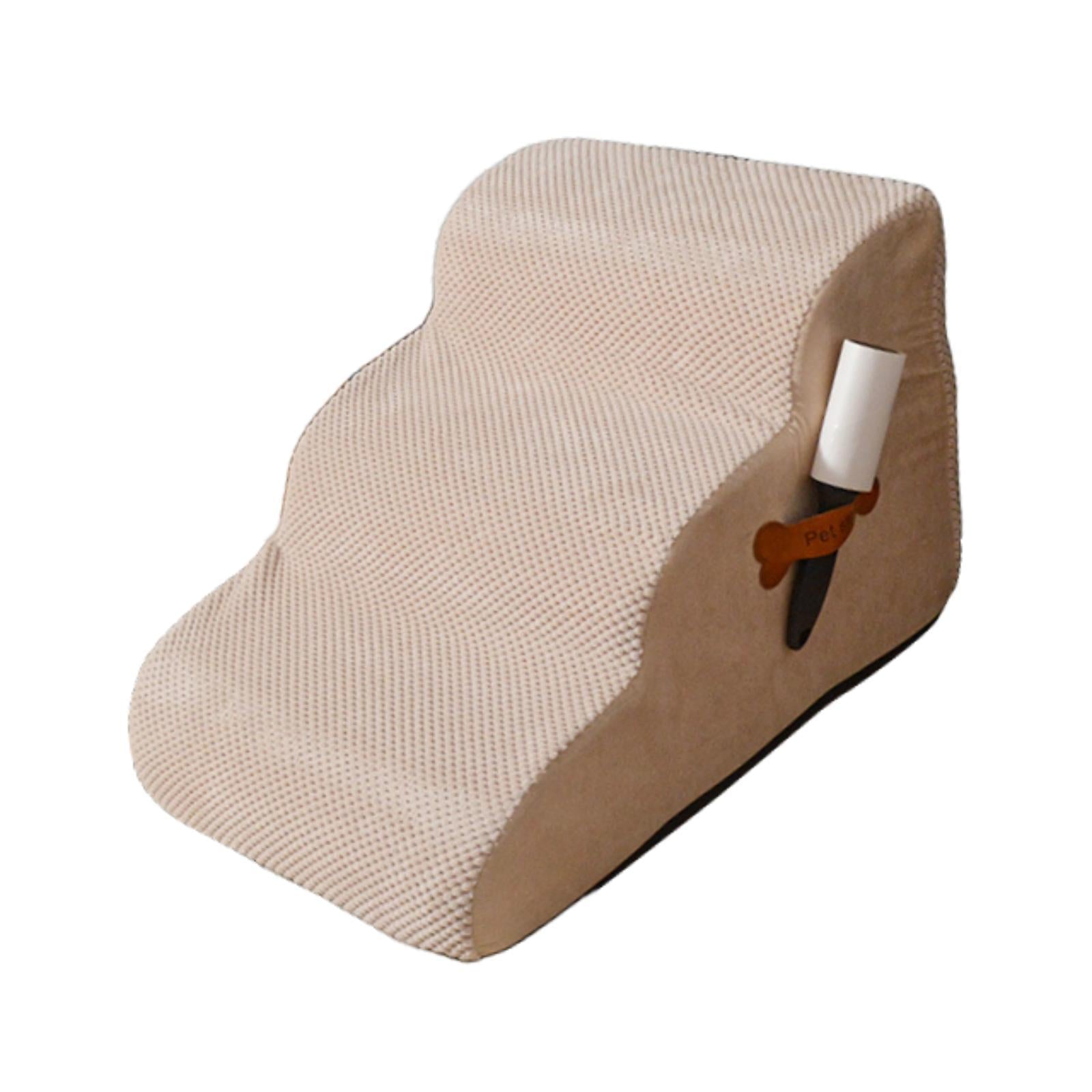 Dog Stairs 3 Step Lightweight Soft Pet Step for Sofa Older Dogs Dogs Injured Beige