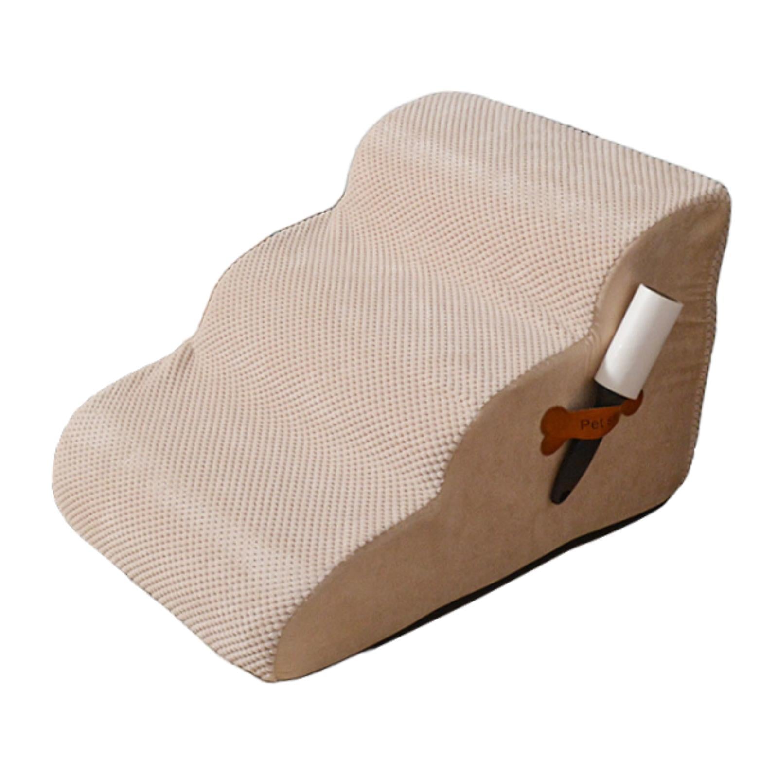 Dog Stairs 3 Step Lightweight Soft Pet Step for Sofa Older Dogs Dogs Injured Beige