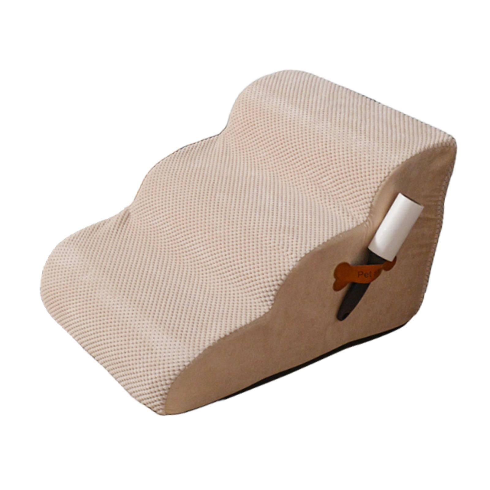 Dog Stairs 3 Step Lightweight Soft Pet Step for Sofa Older Dogs Dogs Injured Beige
