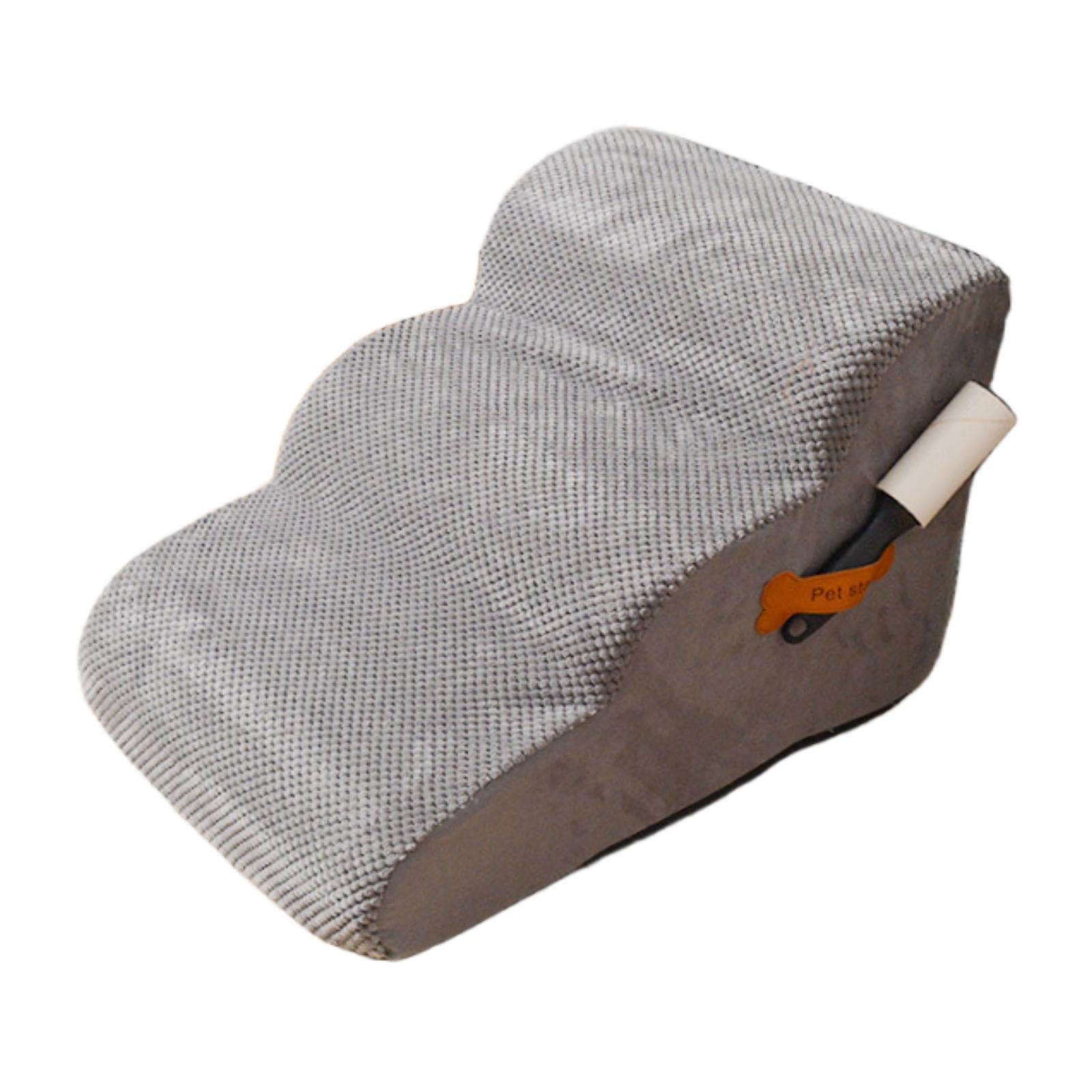 Dog Stairs 3 Step Lightweight Soft Pet Step for Sofa Older Dogs Dogs Injured Grey