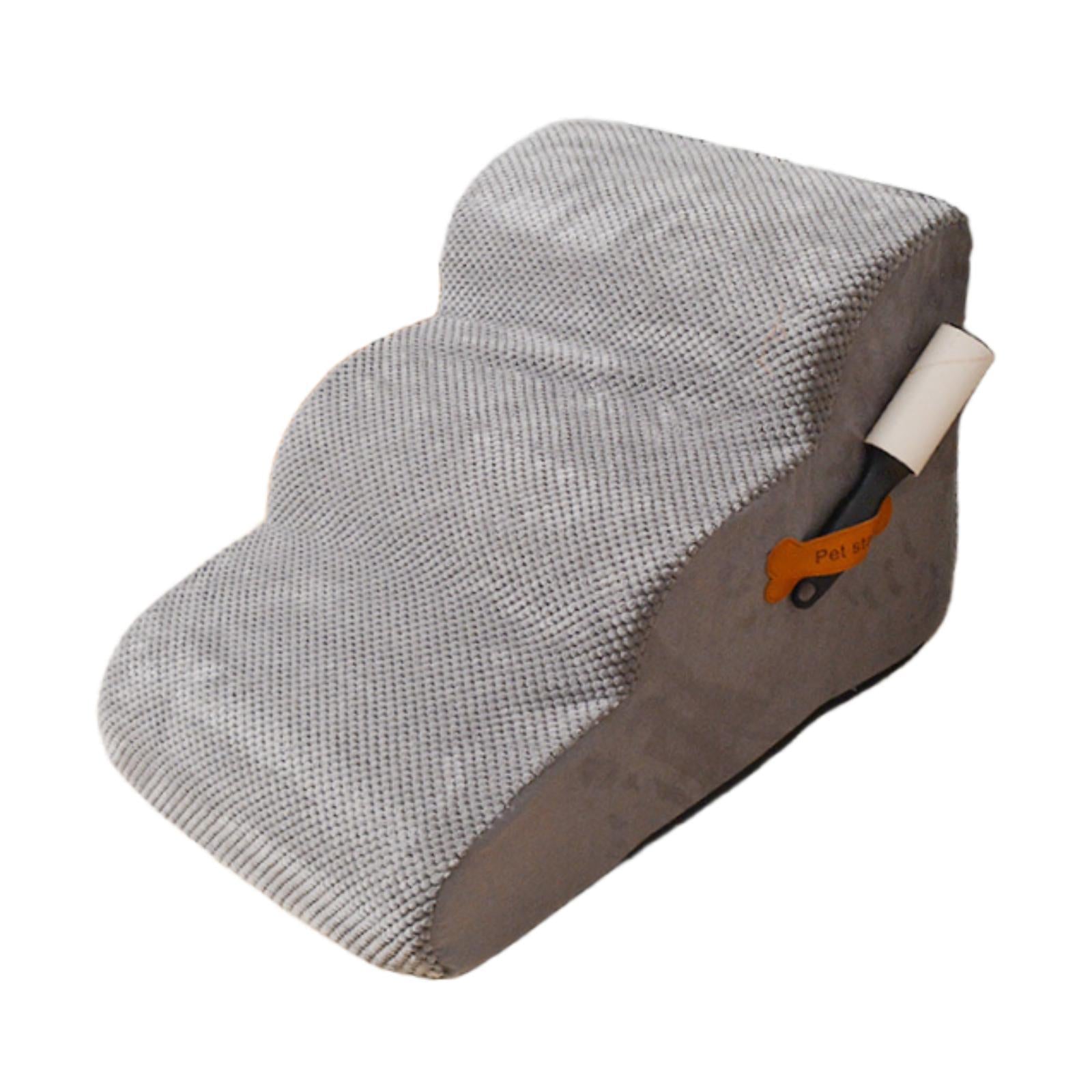 Dog Stairs 3 Step Lightweight Soft Pet Step for Sofa Older Dogs Dogs Injured Grey