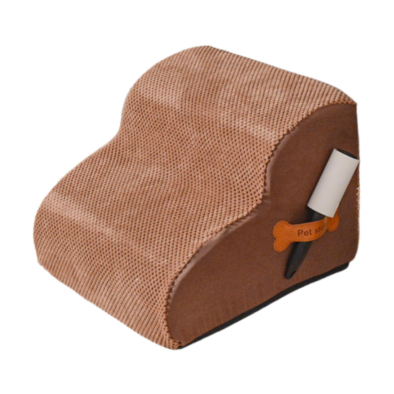 Dog Stairs 2 Step Non Slip Pet Ramp Dog Step for Puppy Older Dogs Small Pets Coffee