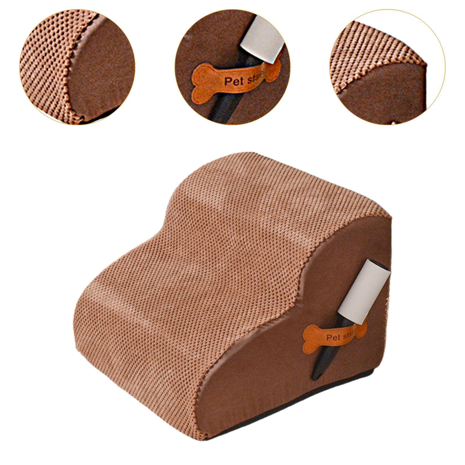 Dog Stairs 2 Step Non Slip Pet Ramp Dog Step for Puppy Older Dogs Small Pets Coffee