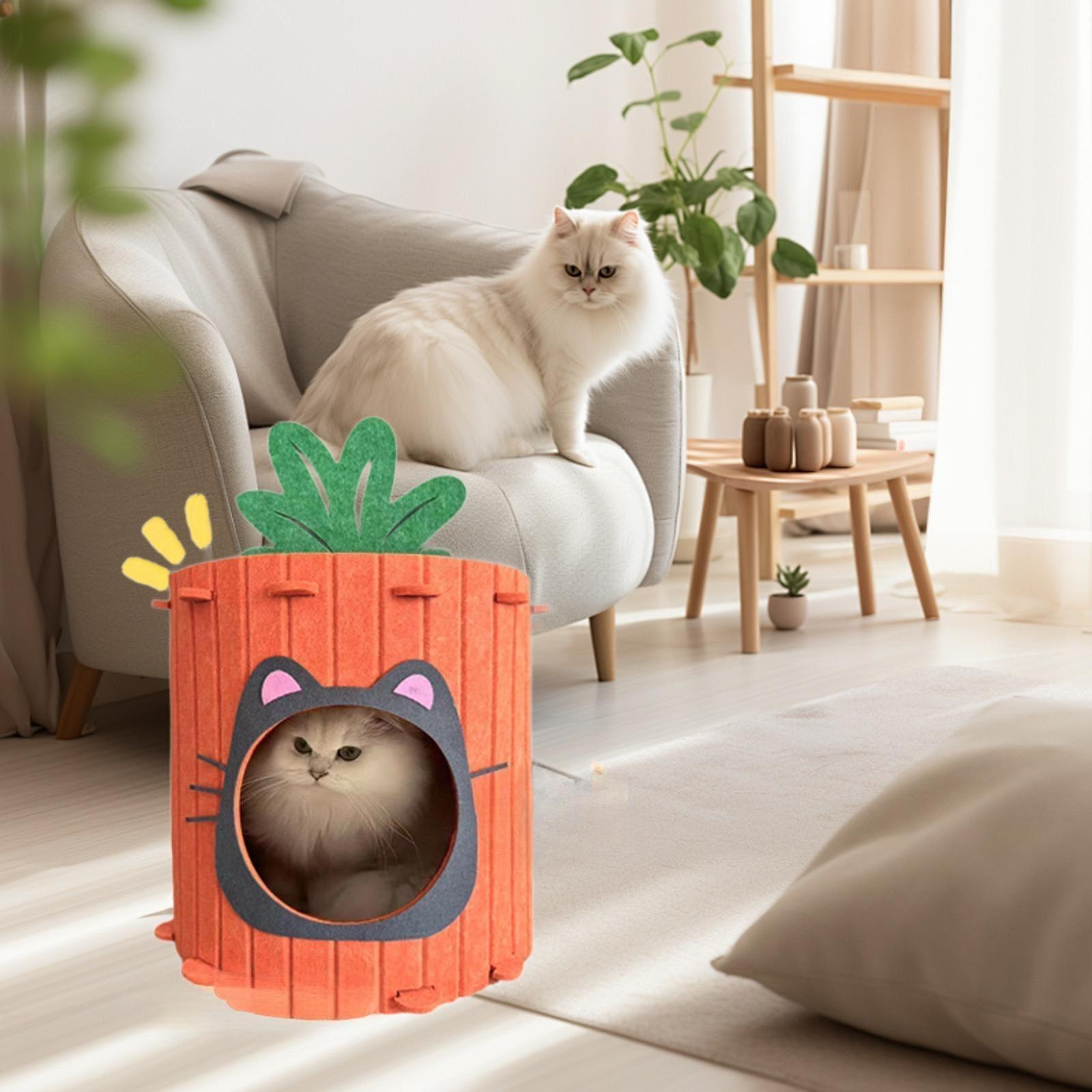Cat House (Easy to Assembly) Cat Furniture Privacy Comfortable Felt Hideaway Black S