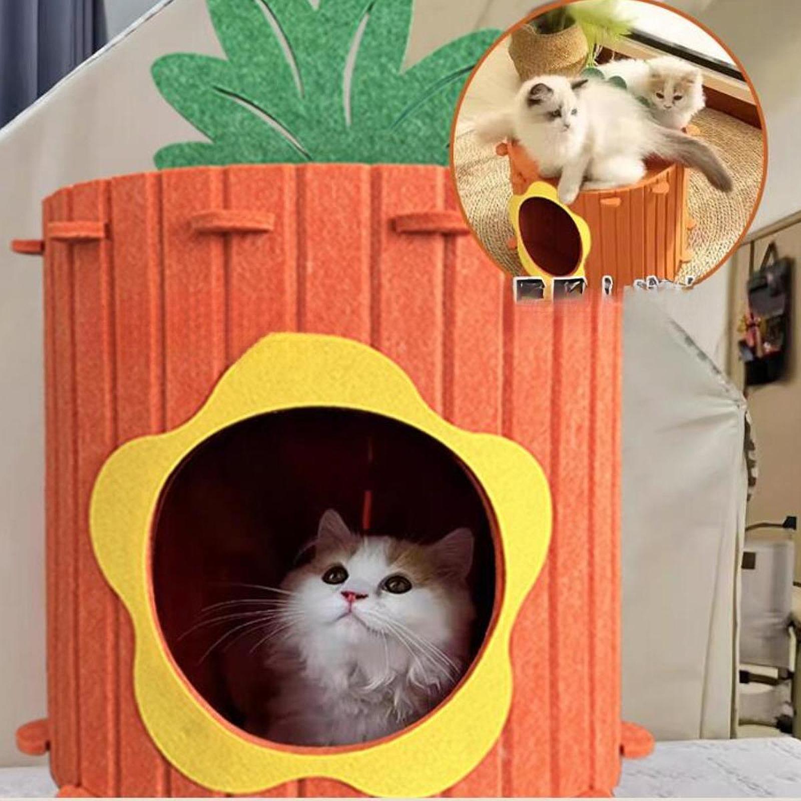 Cat House (Easy to Assembly) Cat Furniture Privacy Comfortable Felt Hideaway Flower M