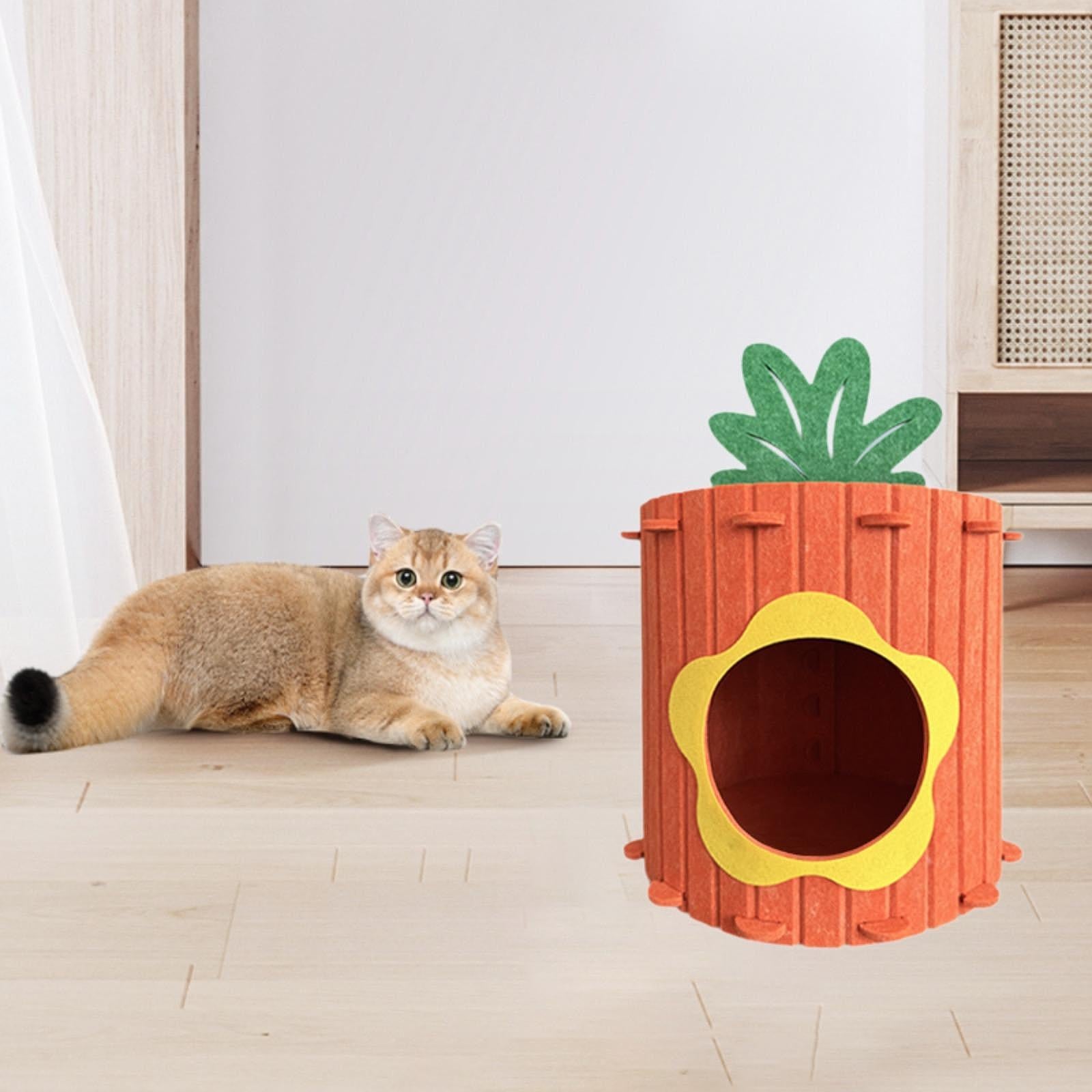 Cat House (Easy to Assembly) Cat Furniture Privacy Comfortable Felt Hideaway Flower M