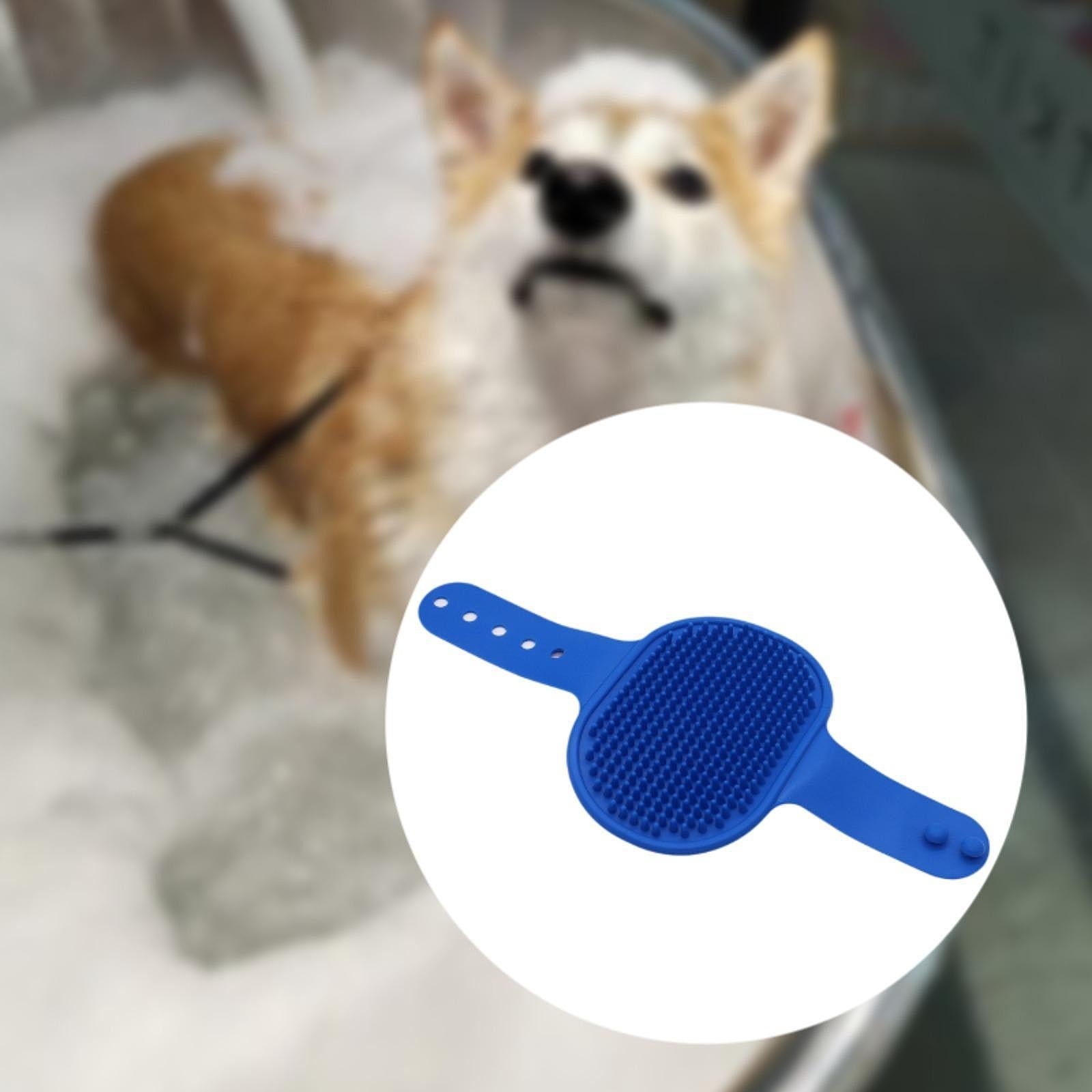 Dog Bath Brush to Handle Cleaning Slicker Brush for Cats Kitten Bathing blue