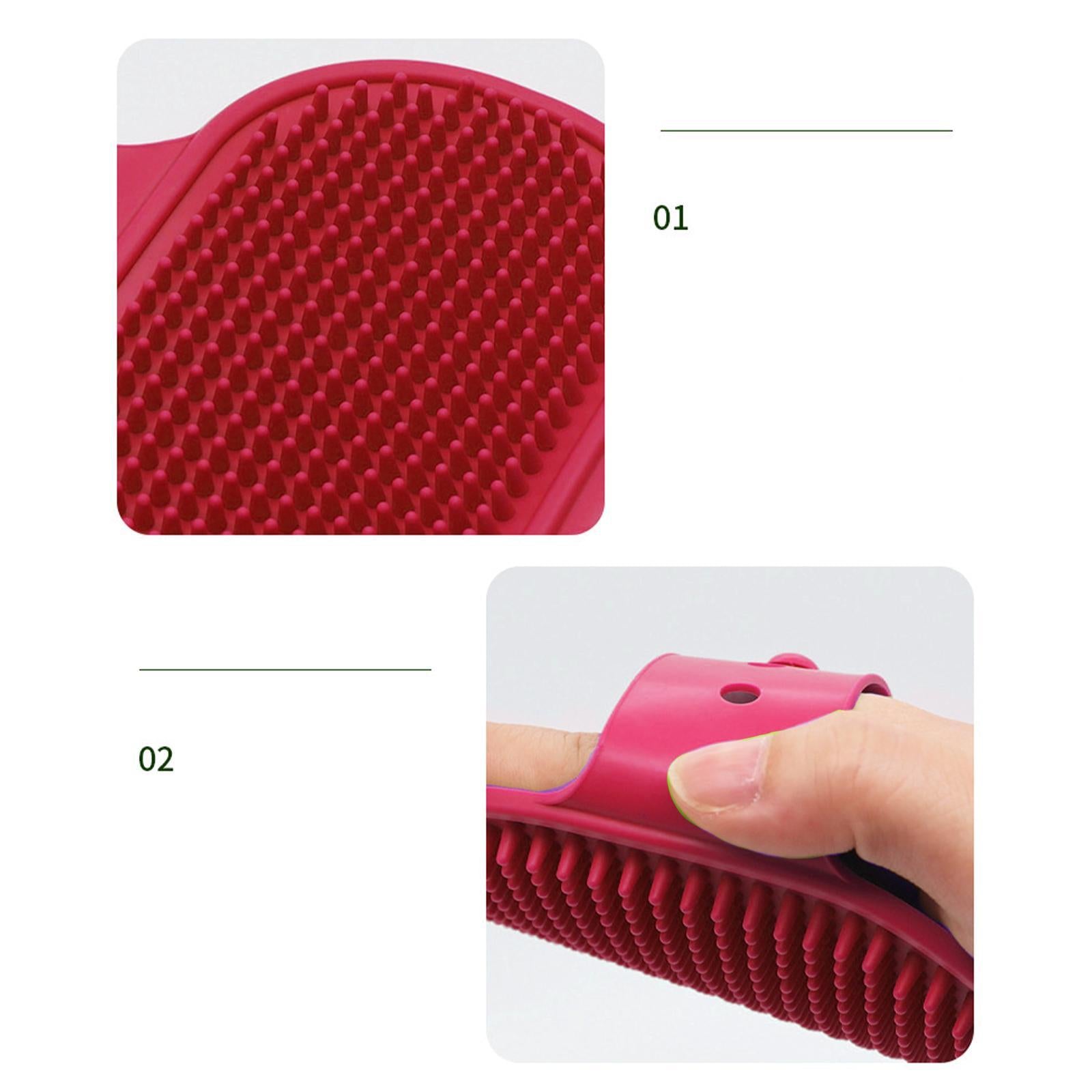Dog Bath Brush to Handle Cleaning Slicker Brush for Cats Kitten Bathing red