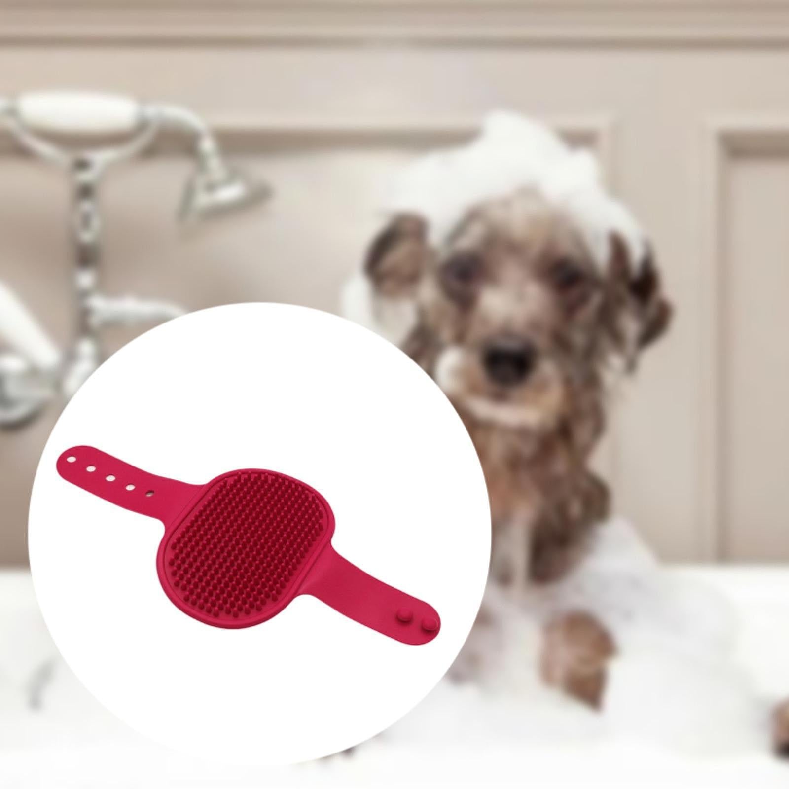 Dog Bath Brush to Handle Cleaning Slicker Brush for Cats Kitten Bathing red