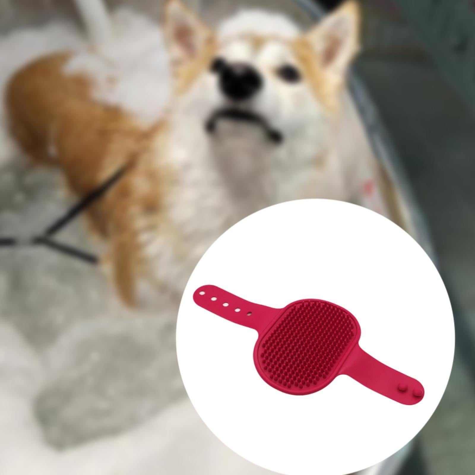 Dog Bath Brush to Handle Cleaning Slicker Brush for Cats Kitten Bathing red