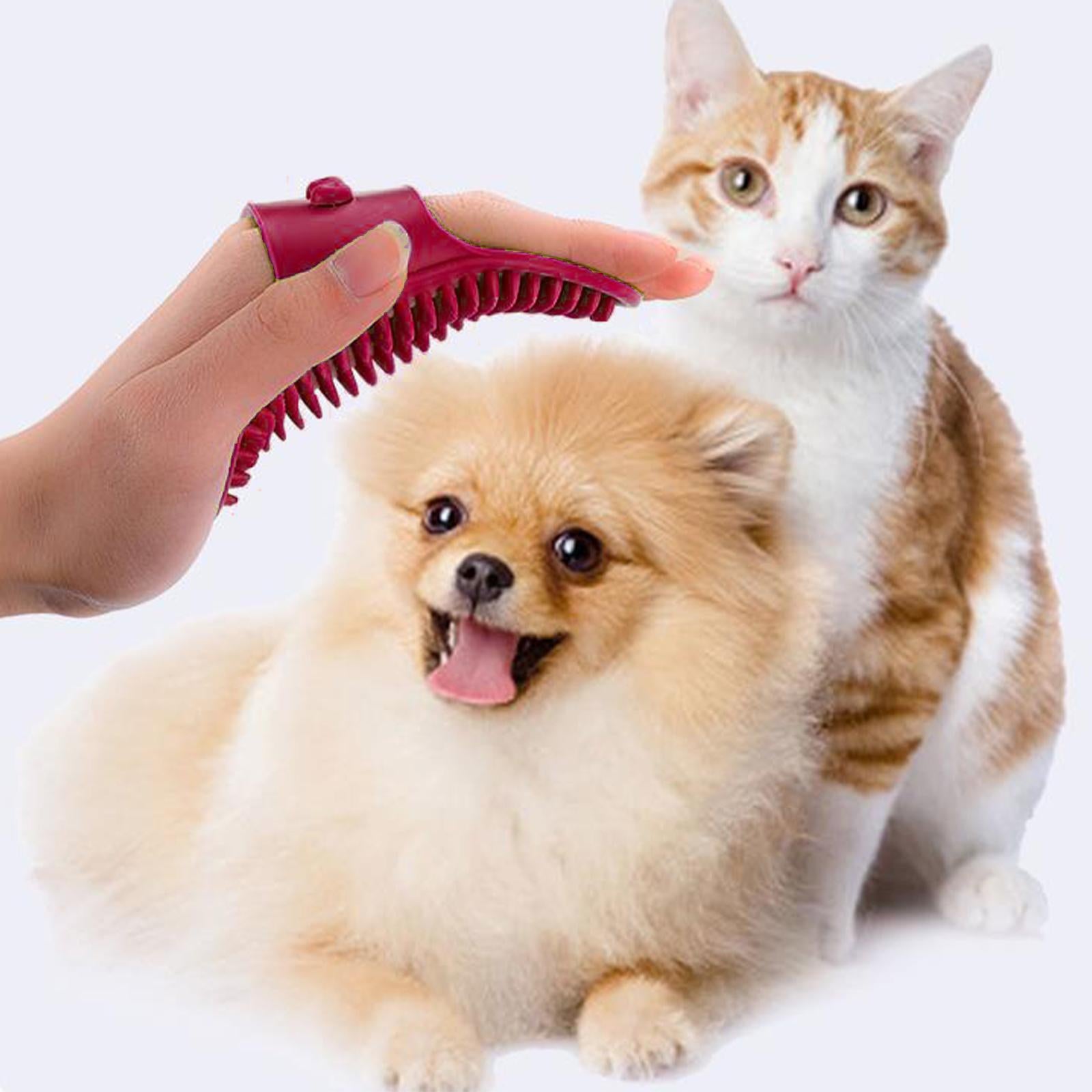 Dog Bath Brush to Handle Cleaning Slicker Brush for Cats Kitten Bathing red
