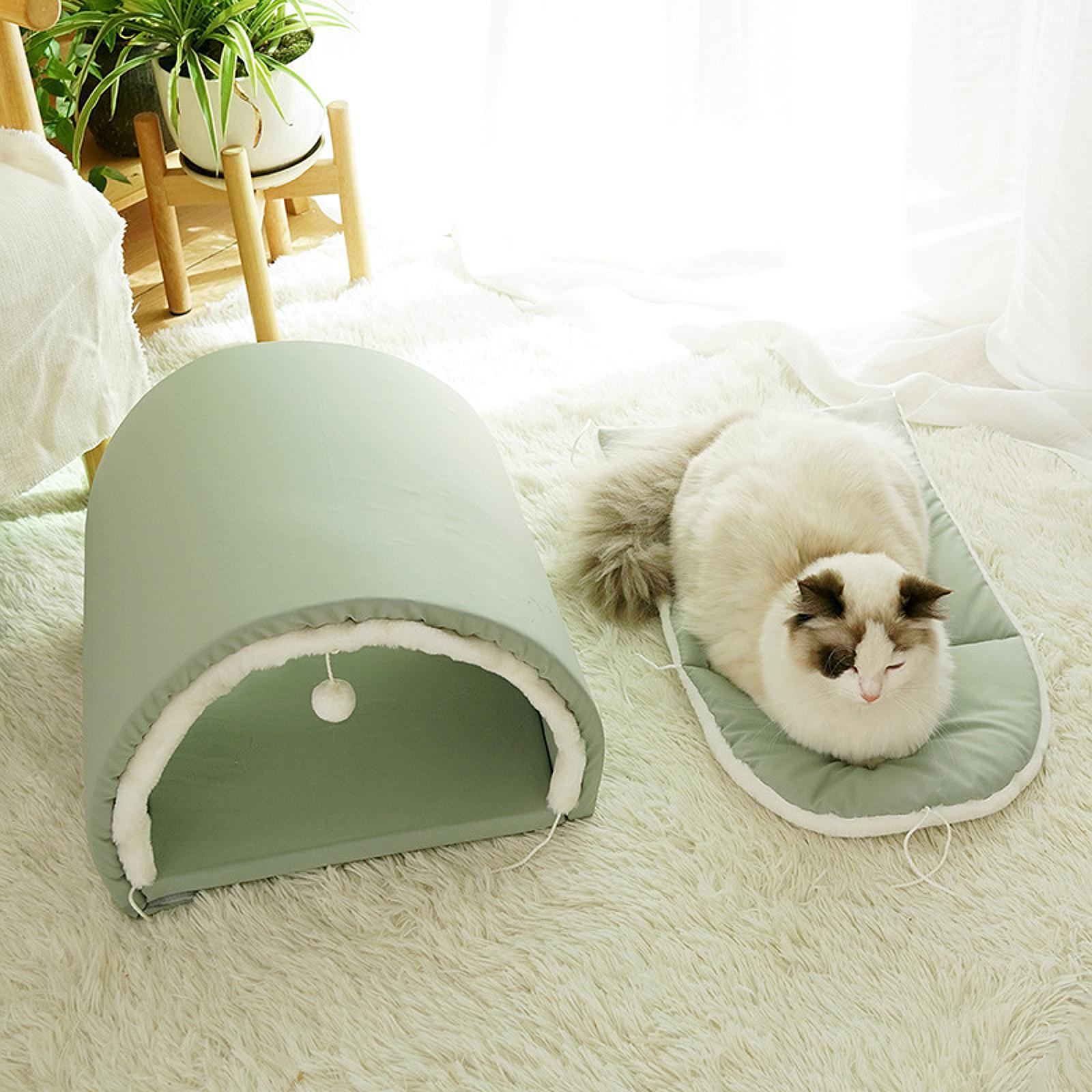 Cat Bed Cave Autumn Winter Pet Tent Portable Foldable Versatile Nest Cushion