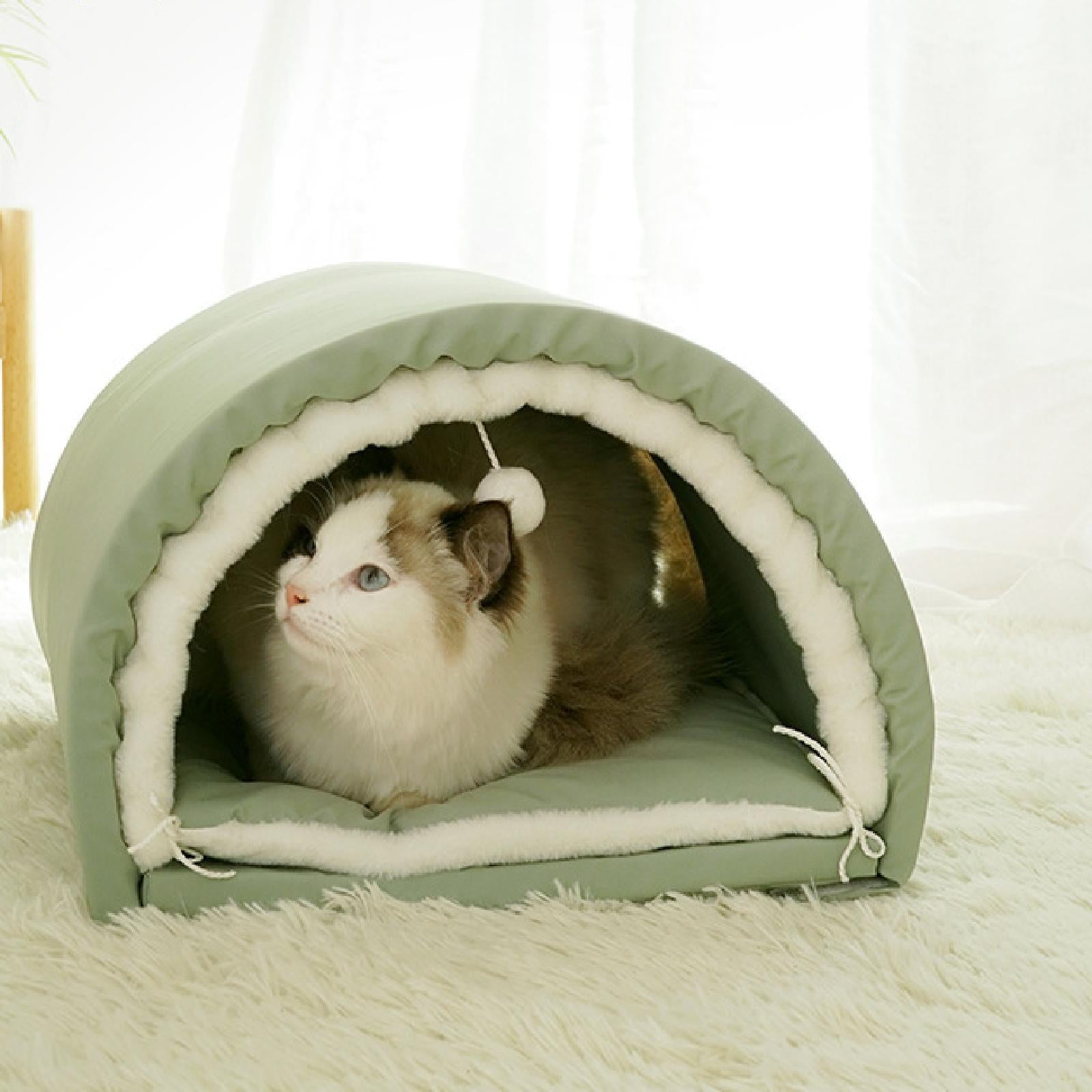 Cat Bed Cave Autumn Winter Pet Tent Portable Foldable Versatile Nest Cushion