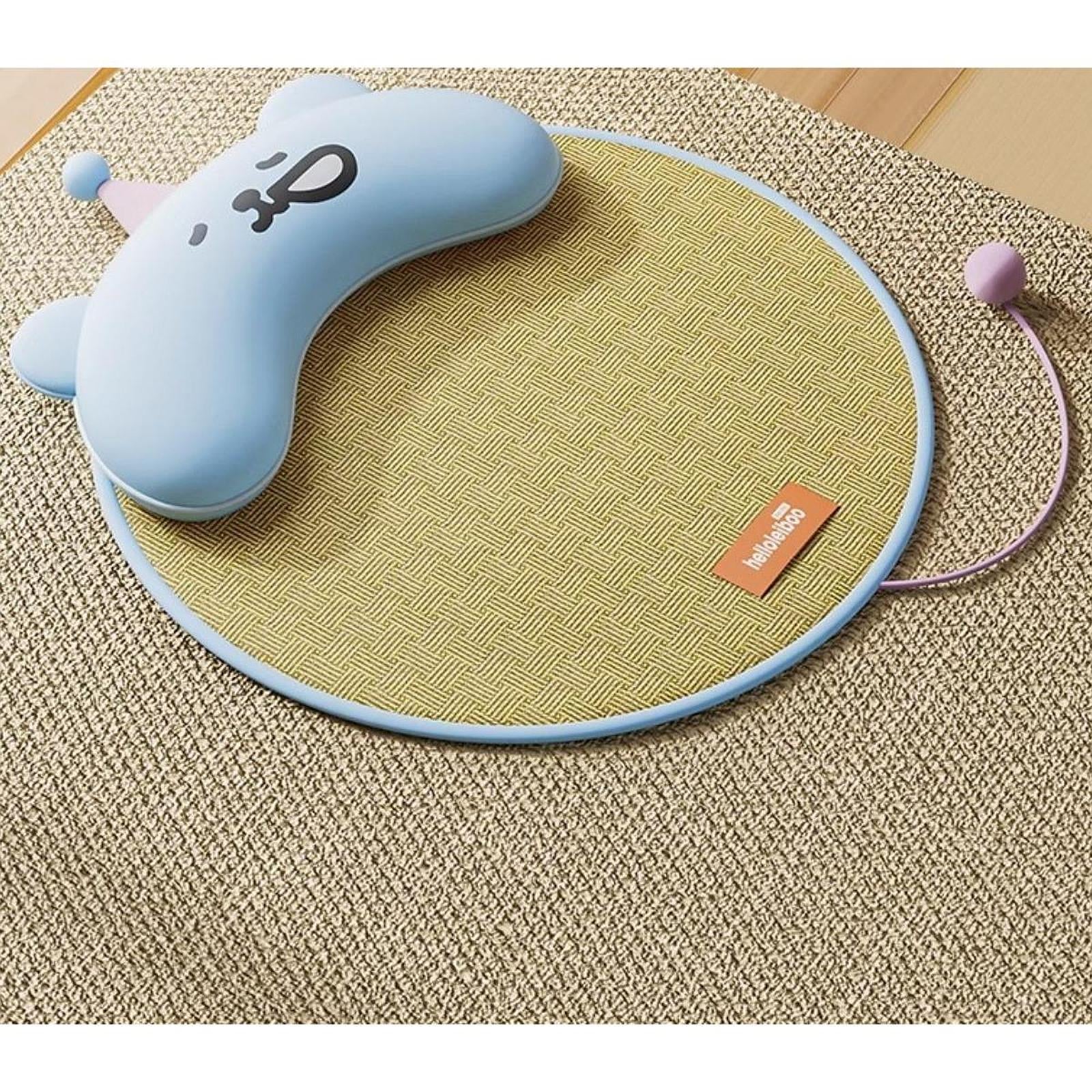 Dog Cooling Mat Foldable with Small Pillow Washable for Indoor Outdoor Bunny Blue