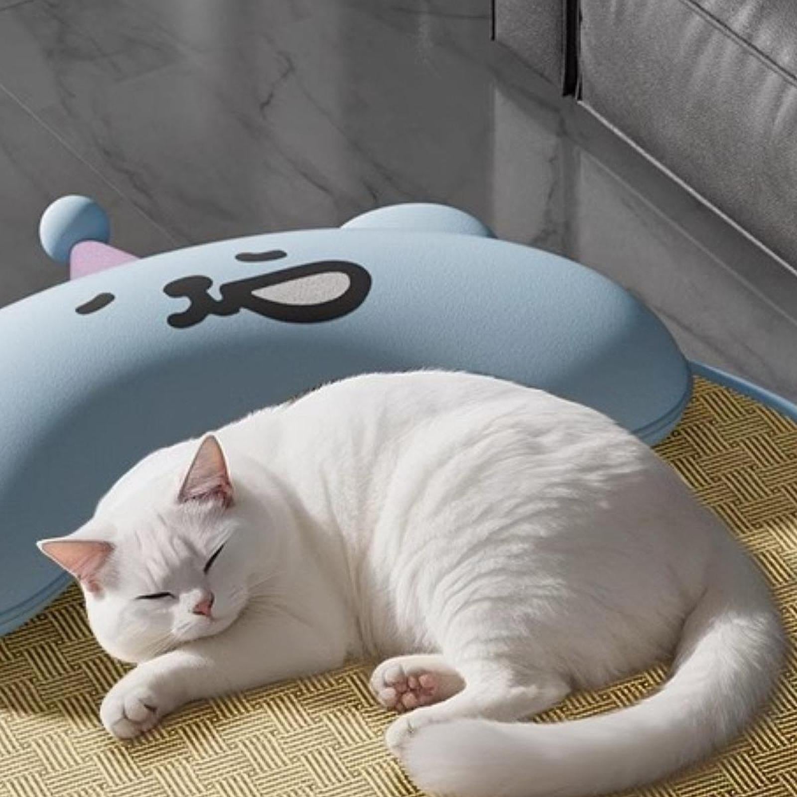 Dog Cooling Mat Foldable with Small Pillow Washable for Indoor Outdoor Bunny Blue