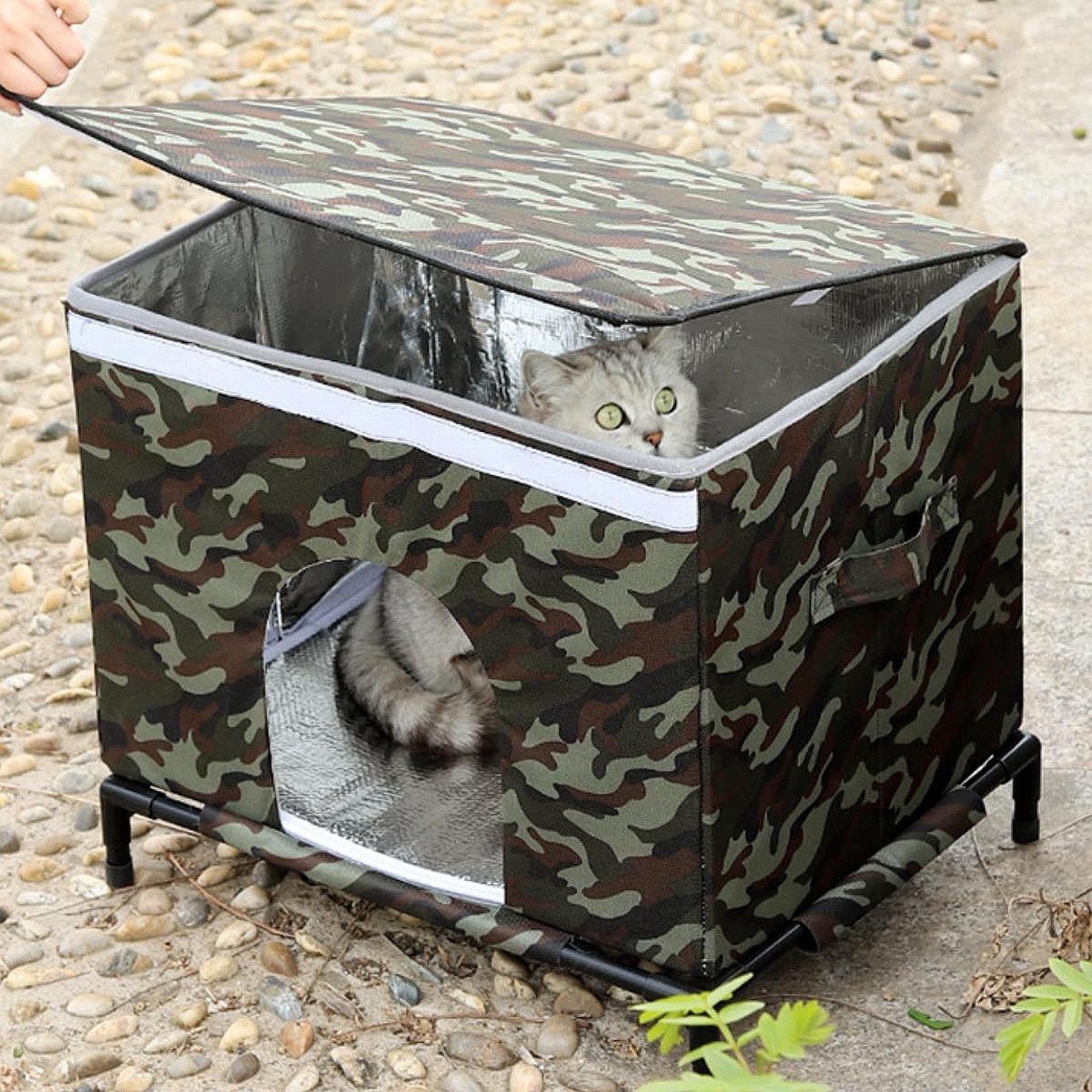 Cat House for Outdoor Cats Gifts Cat Hideout Cube Cat Shelter for Porch Barn