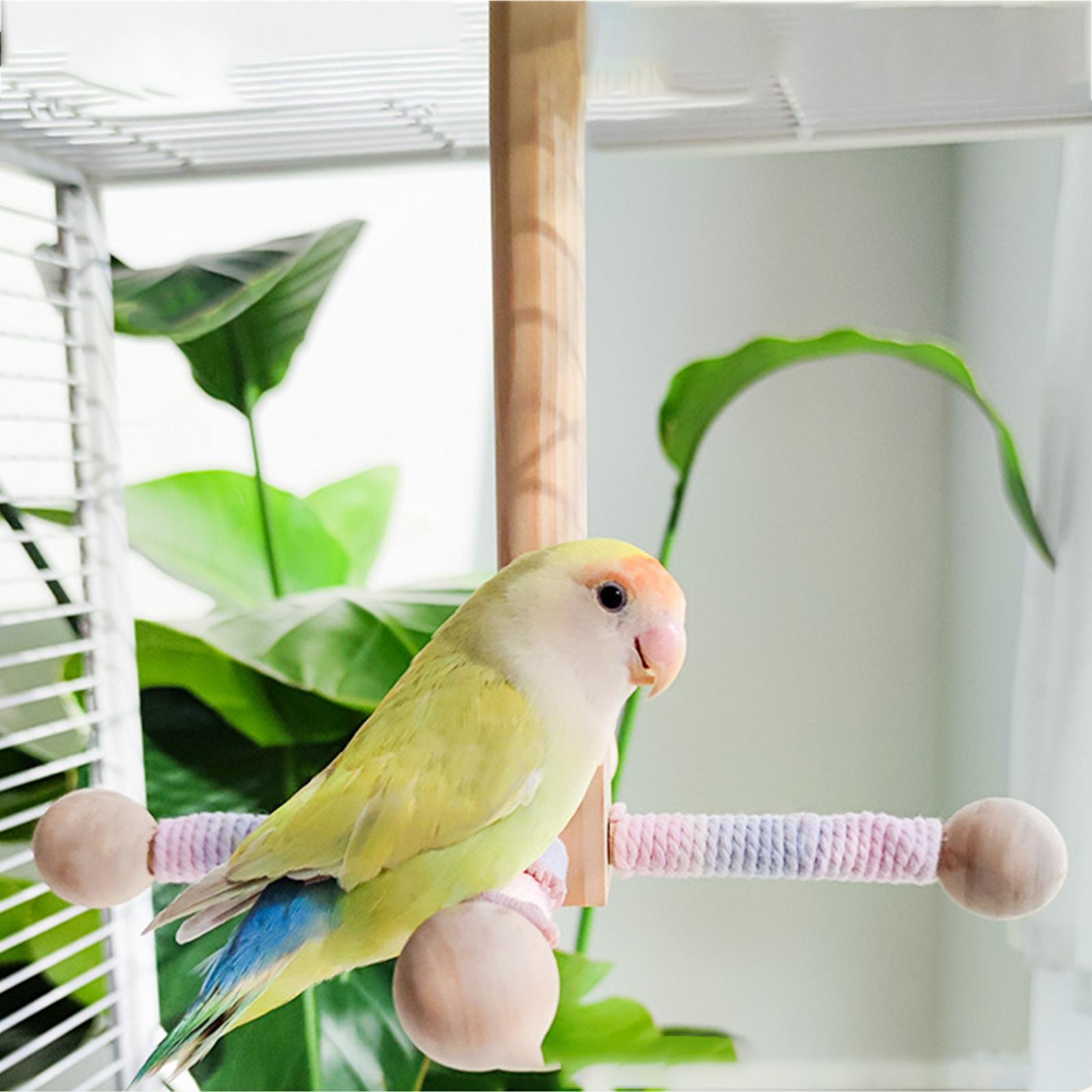 Bird Rotating Perch Toy Wooden Parrots Wheel Toy for Parakeet Parrot Budgies