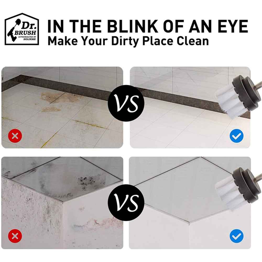 HX666 4pcs/set Drill Power Scrub Clean Brush Kit Electric Cleaning Brushes Set for Car Grout Tiles Bathroom - White