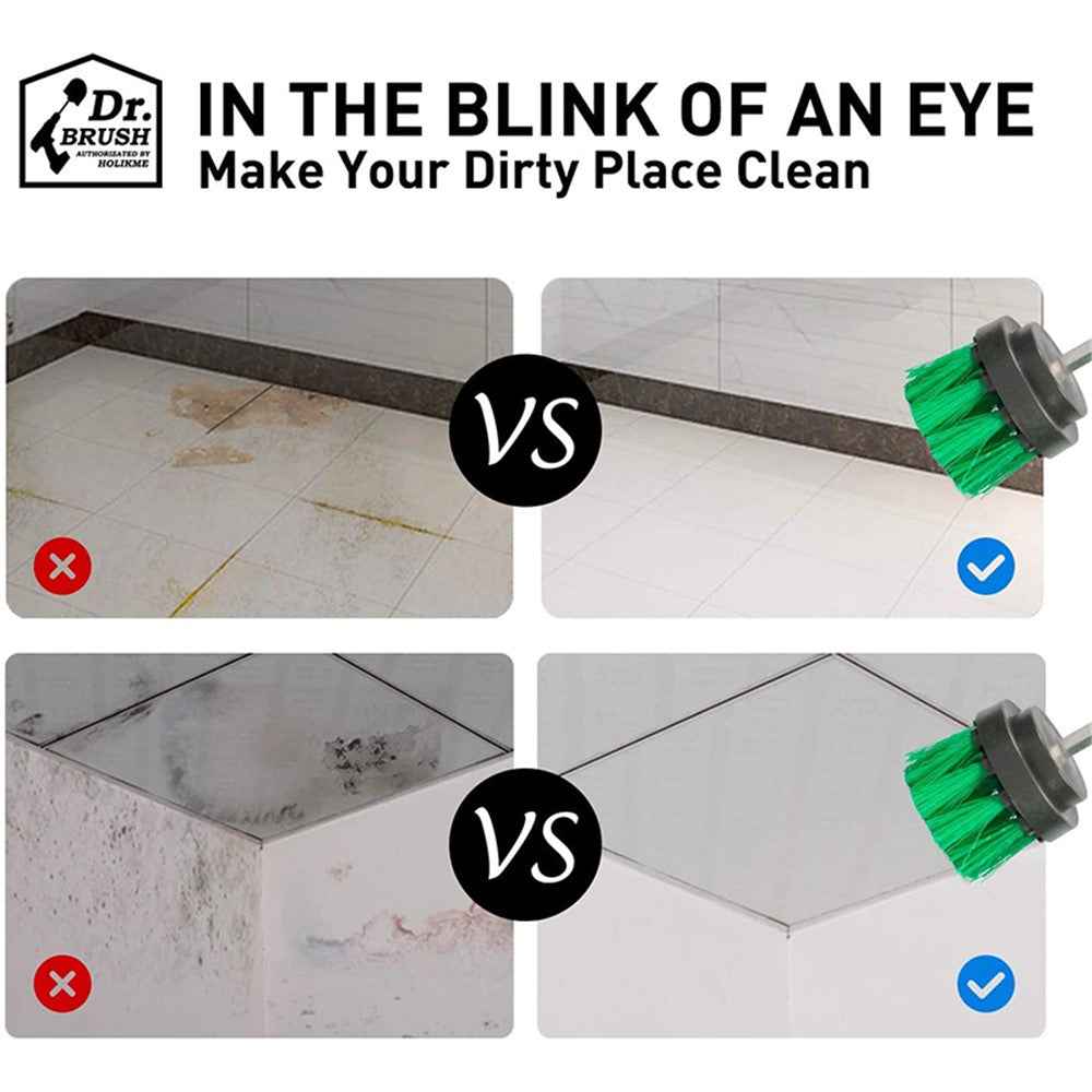 HX666 4pcs/set Drill Power Scrub Clean Brush Kit Electric Cleaning Brushes Set for Car Grout Tiles Bathroom - Green