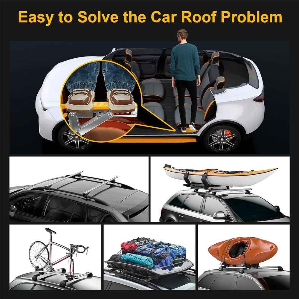 Universal Car Door Step SUV Truck Foldable Door Latch Step with Adjustable Angle for Car Roof Access - Orange
