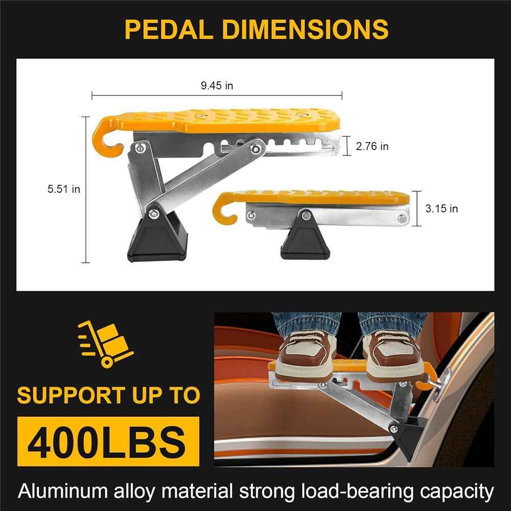 Universal Car Door Step SUV Truck Foldable Door Latch Step with Adjustable Angle for Car Roof Access - Orange