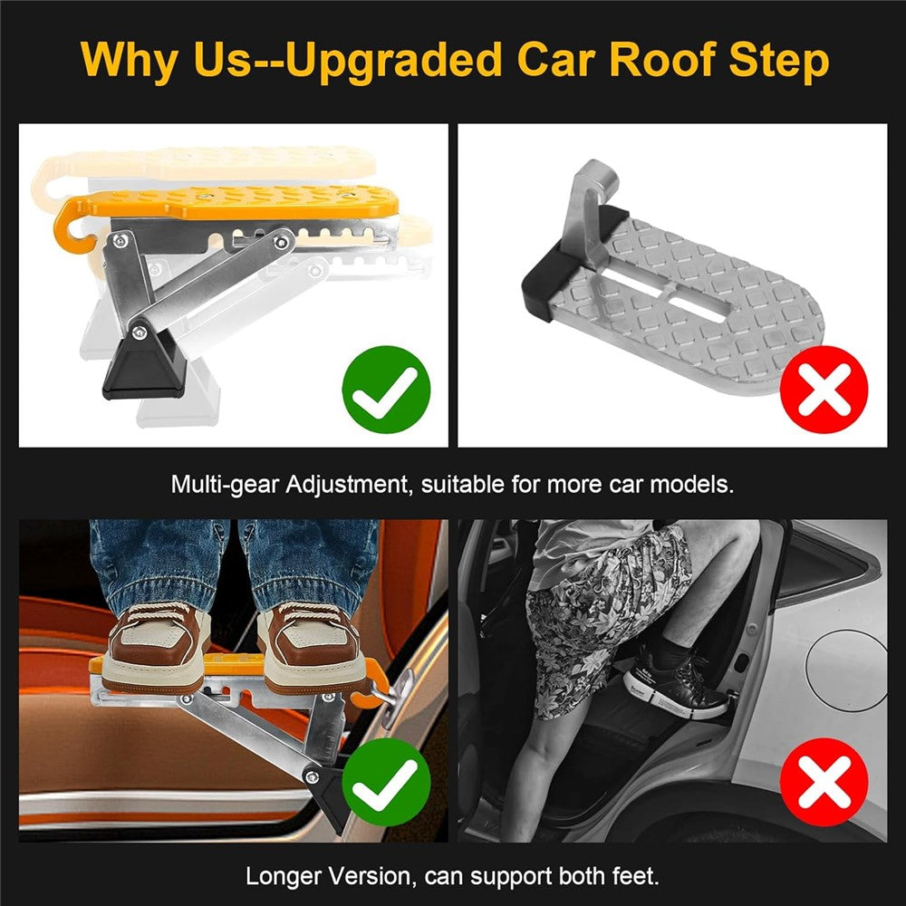 Universal Car Door Step SUV Truck Foldable Door Latch Step with Adjustable Angle for Car Roof Access - Silver