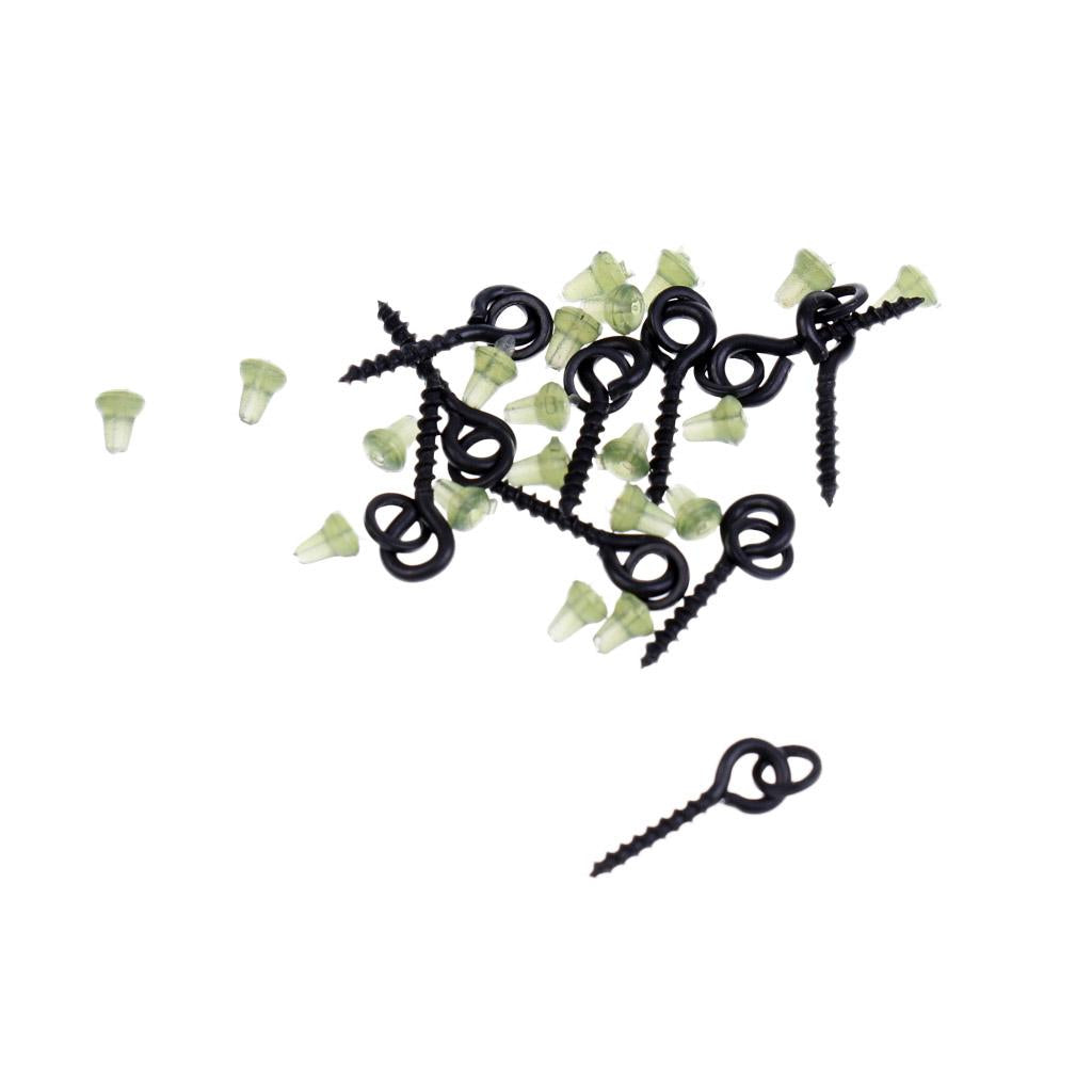 10Pcs Bait Screws + 20Pcs Hook Stops Stopers Carp Fishing Tackle Rigs Green