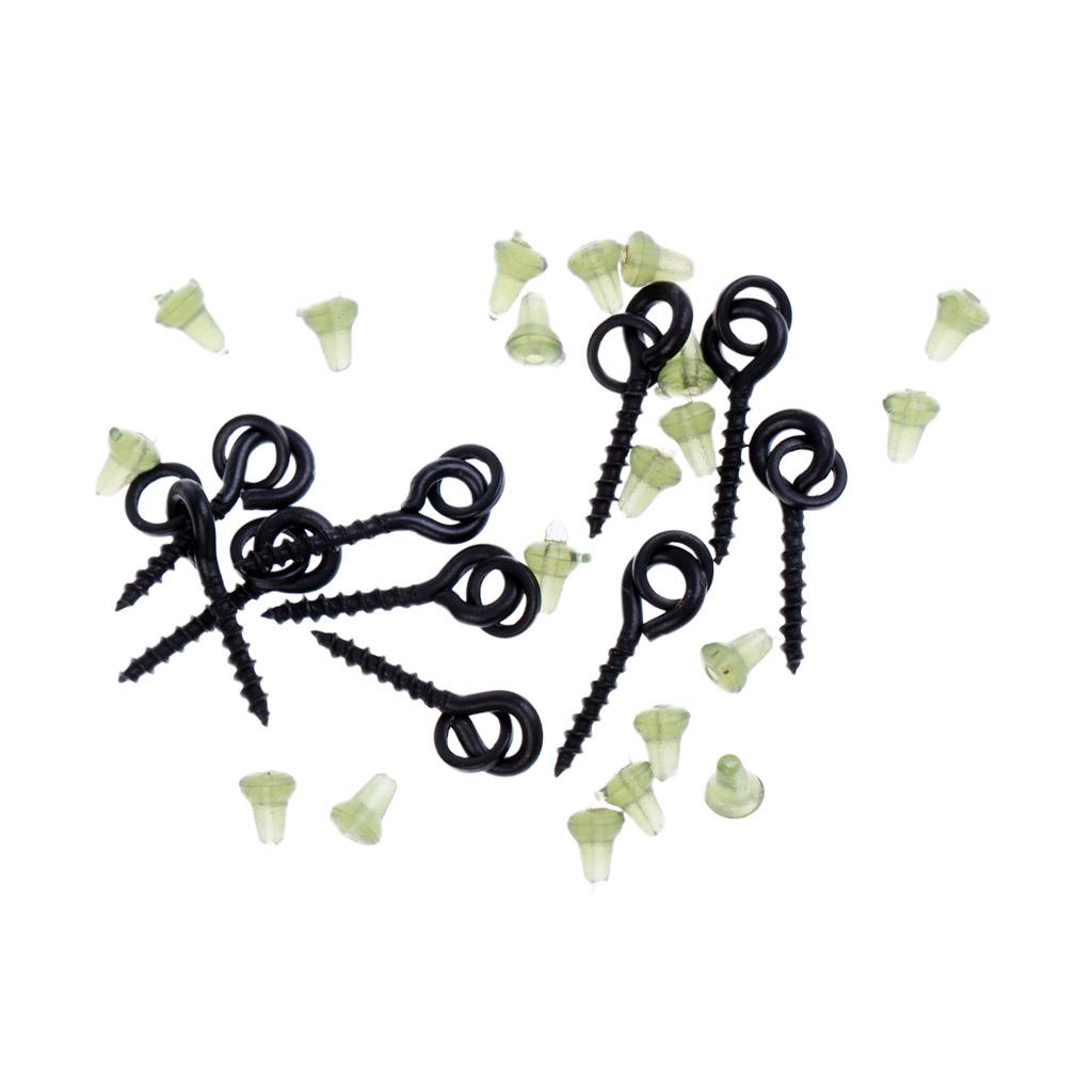 10Pcs Bait Screws + 20Pcs Hook Stops Stopers Carp Fishing Tackle Rigs Green