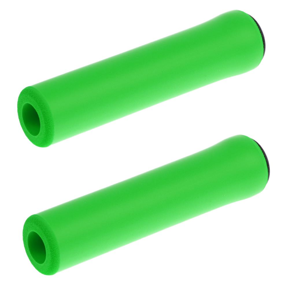 2xMountain Bike Silicone Gel Handlebar Grips Green Soft Anti-slip Bicycle Grip