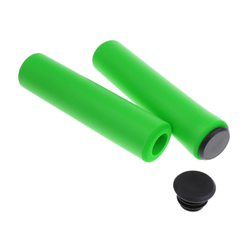 4xMountain Bike Silicone Gel Handlebar Grips Green Soft Anti-slip Bicycle Grip