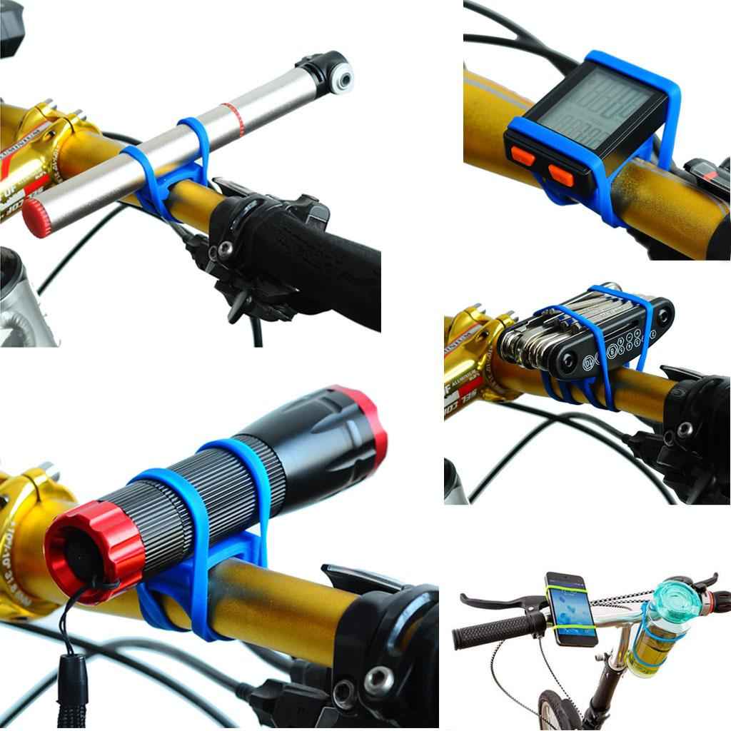 Bike Silicone Elastic Band Flashlight Phone Strap Ribbon Mount Holder Black