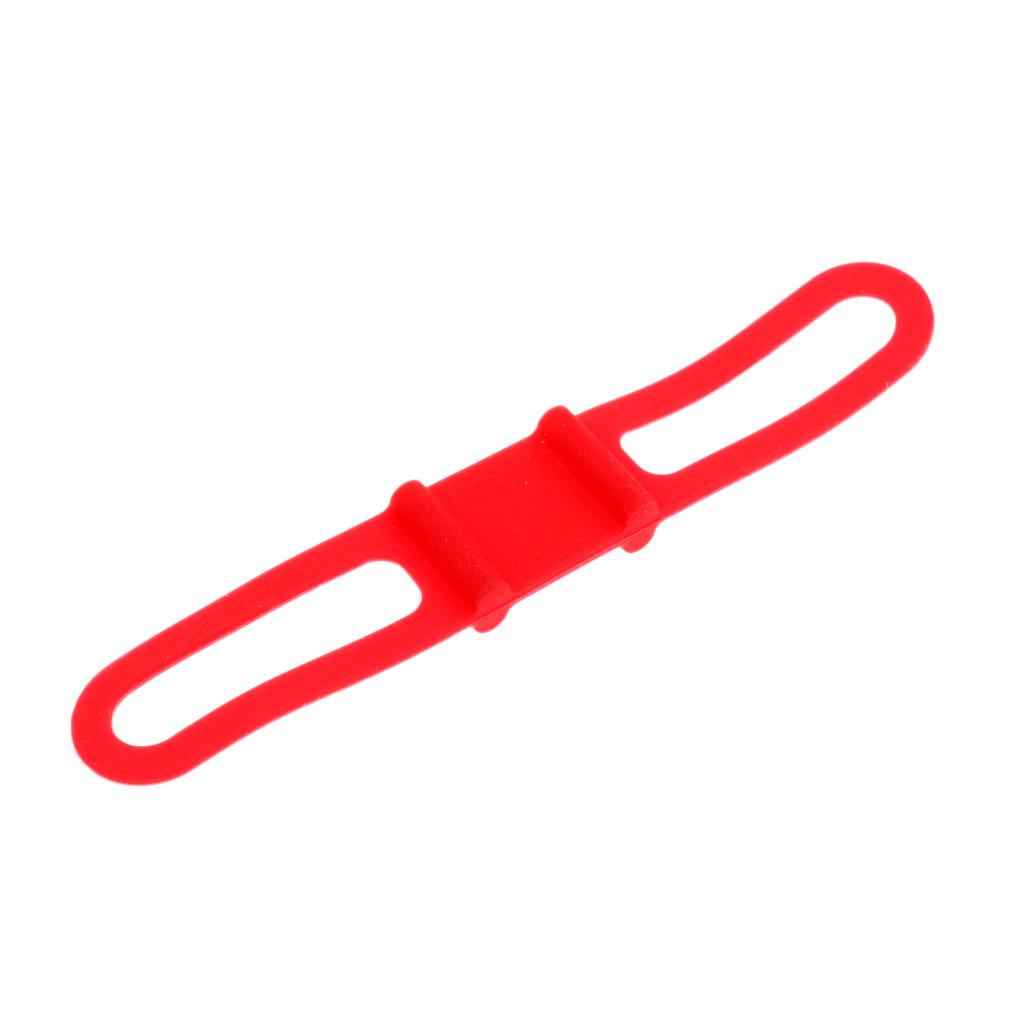 Bike Silicone Elastic Band Flashlight Phone Strap Ribbon Mount Holder Red