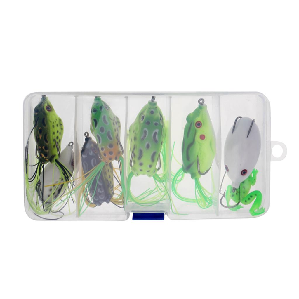 8 Pcs Soft Frog Lure Bass Fishing Hooks Bait Tackle Topwater Fishing Tool